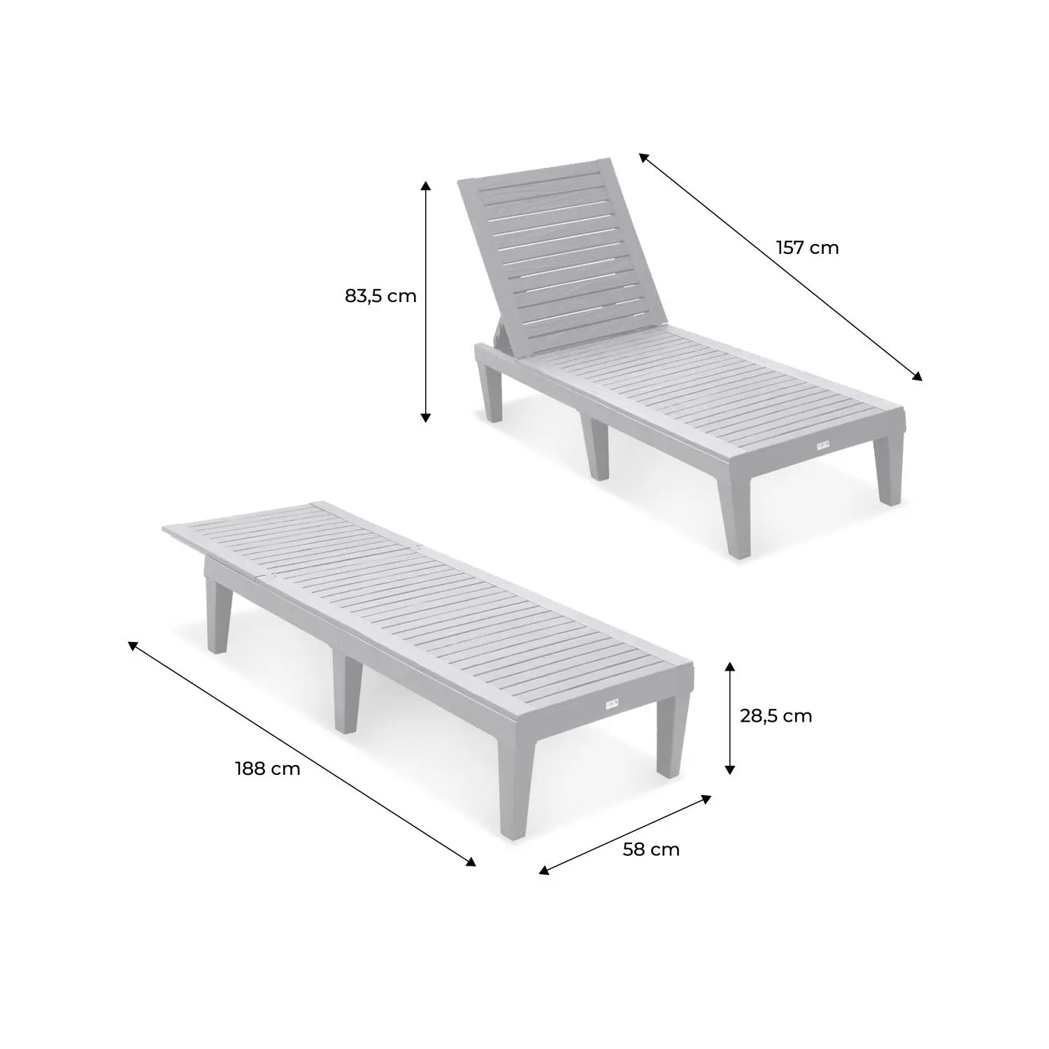Bain de soleil plastique multi positions (lot de 2)