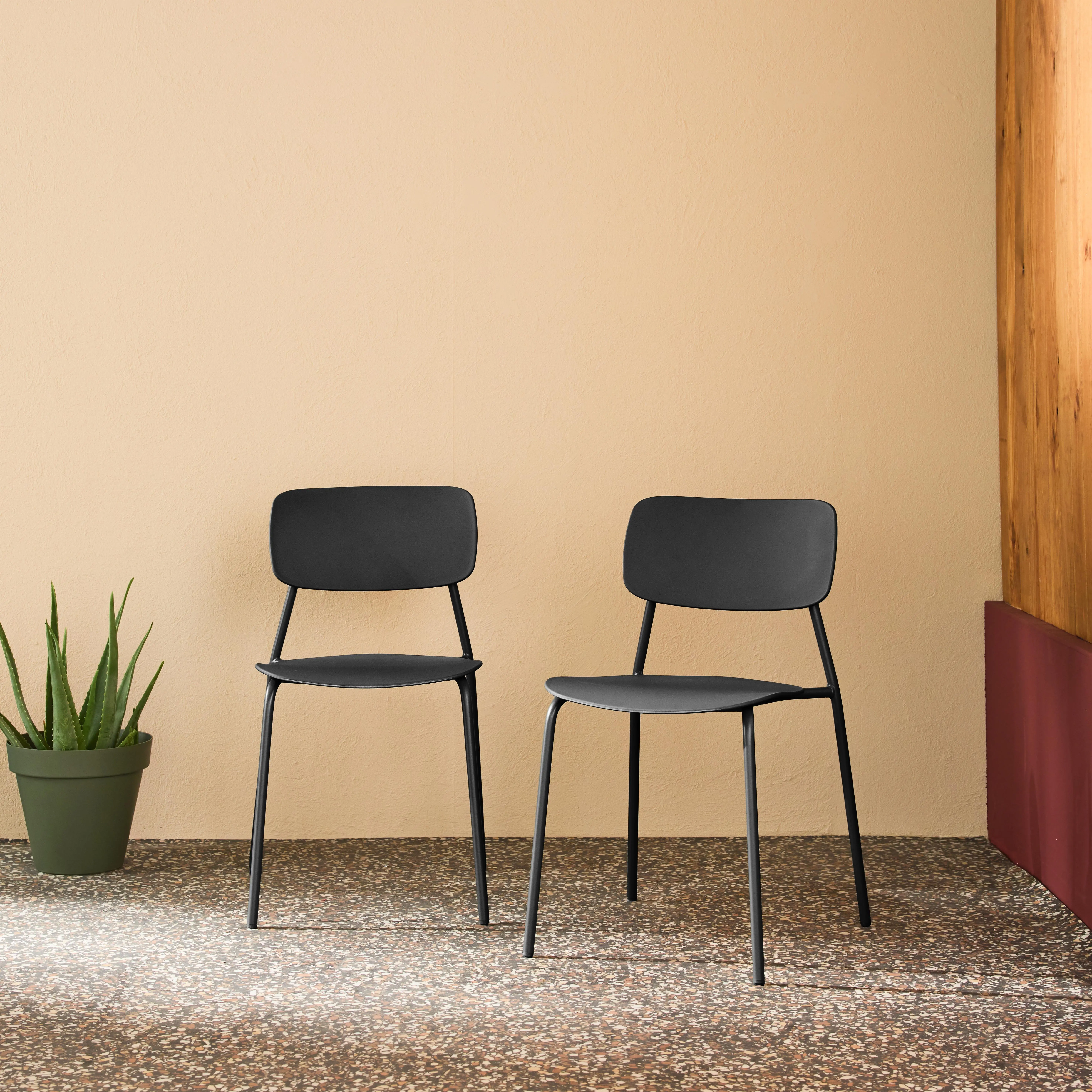 Chaise de jardin empilable acier et plastique (lot de 2)