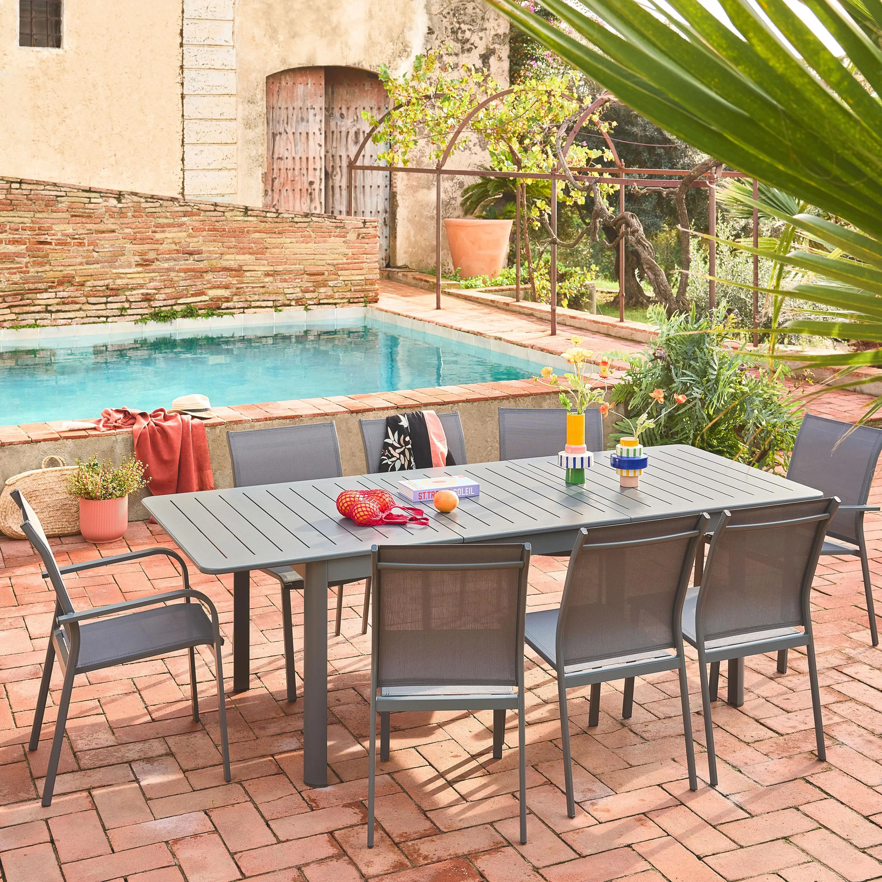 Chaise de jardin empilable aluminium (lot de 2)