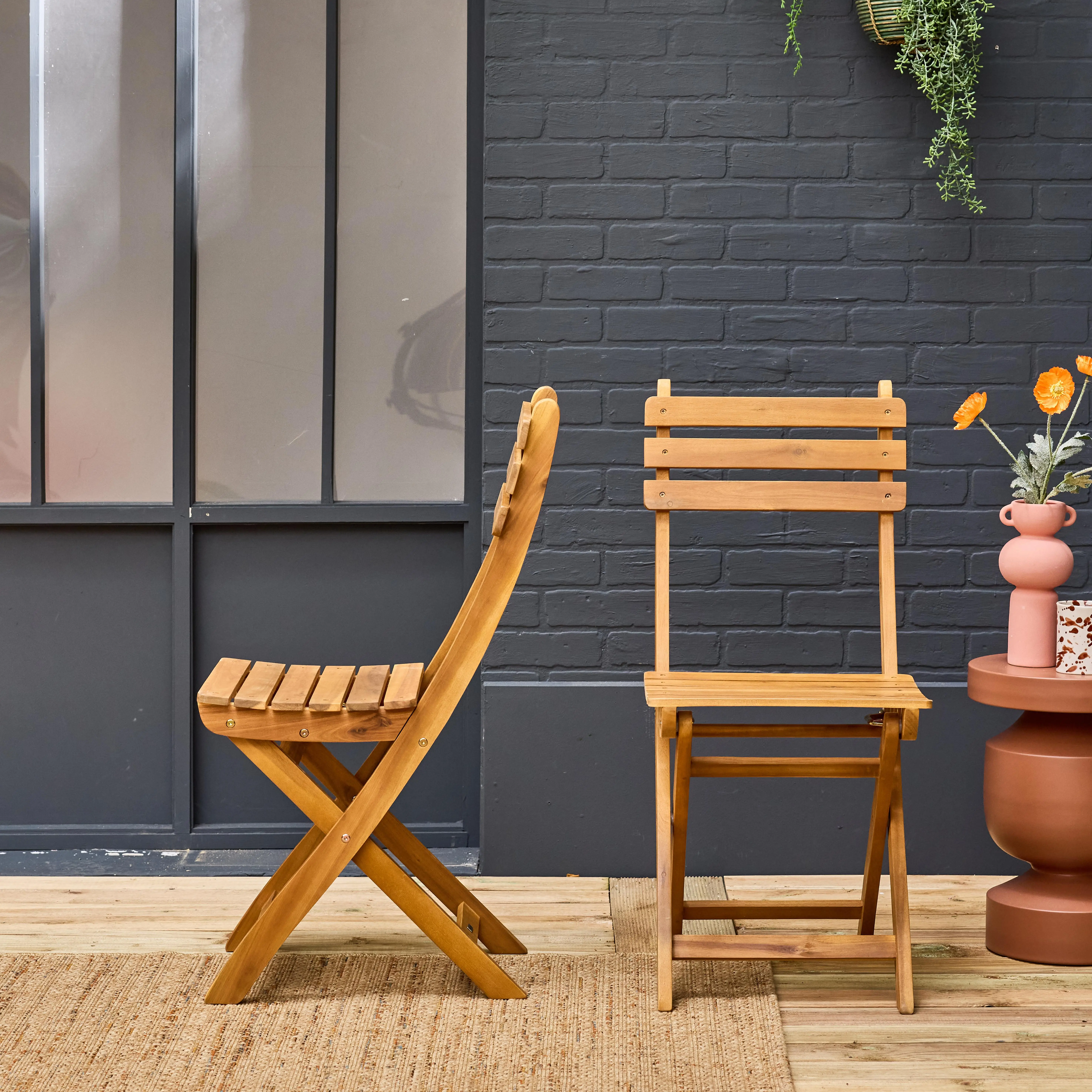Chaise de jardin pliante bois d'acacia (lot de 2)