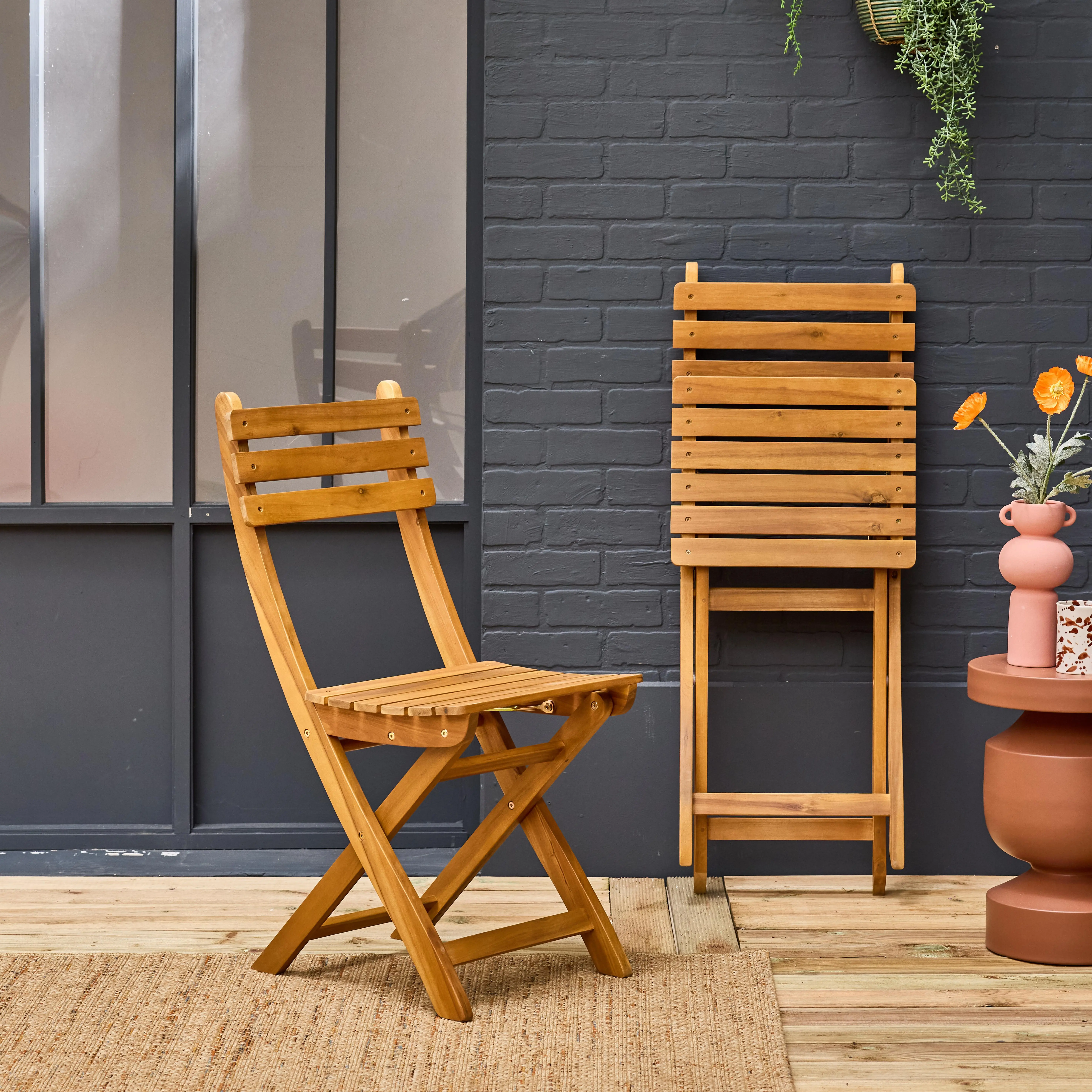 Chaise de jardin pliante bois d'acacia (lot de 2)