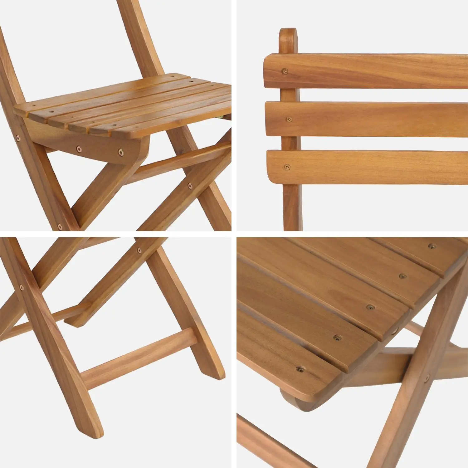 Chaise de jardin pliante bois d'acacia (lot de 2)