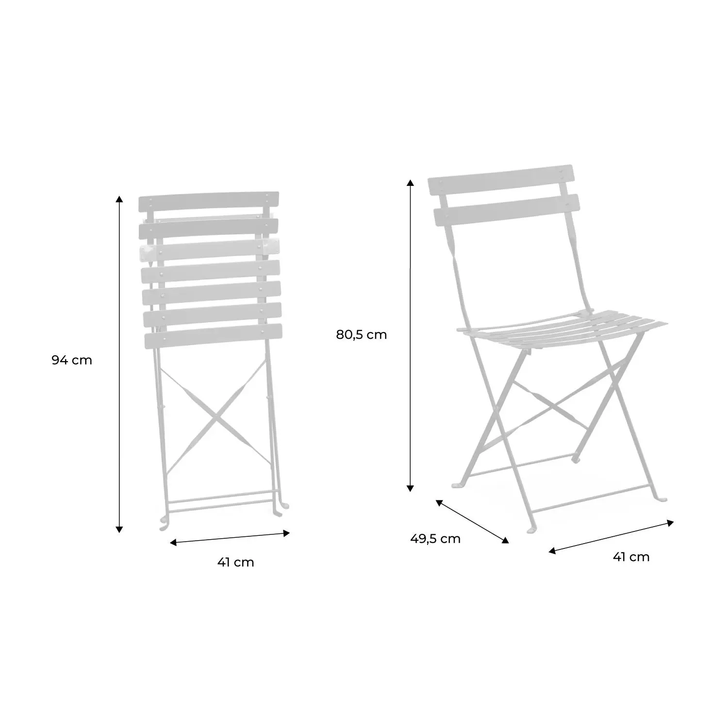 Chaise de jardin pliante métal (lot de 2)
