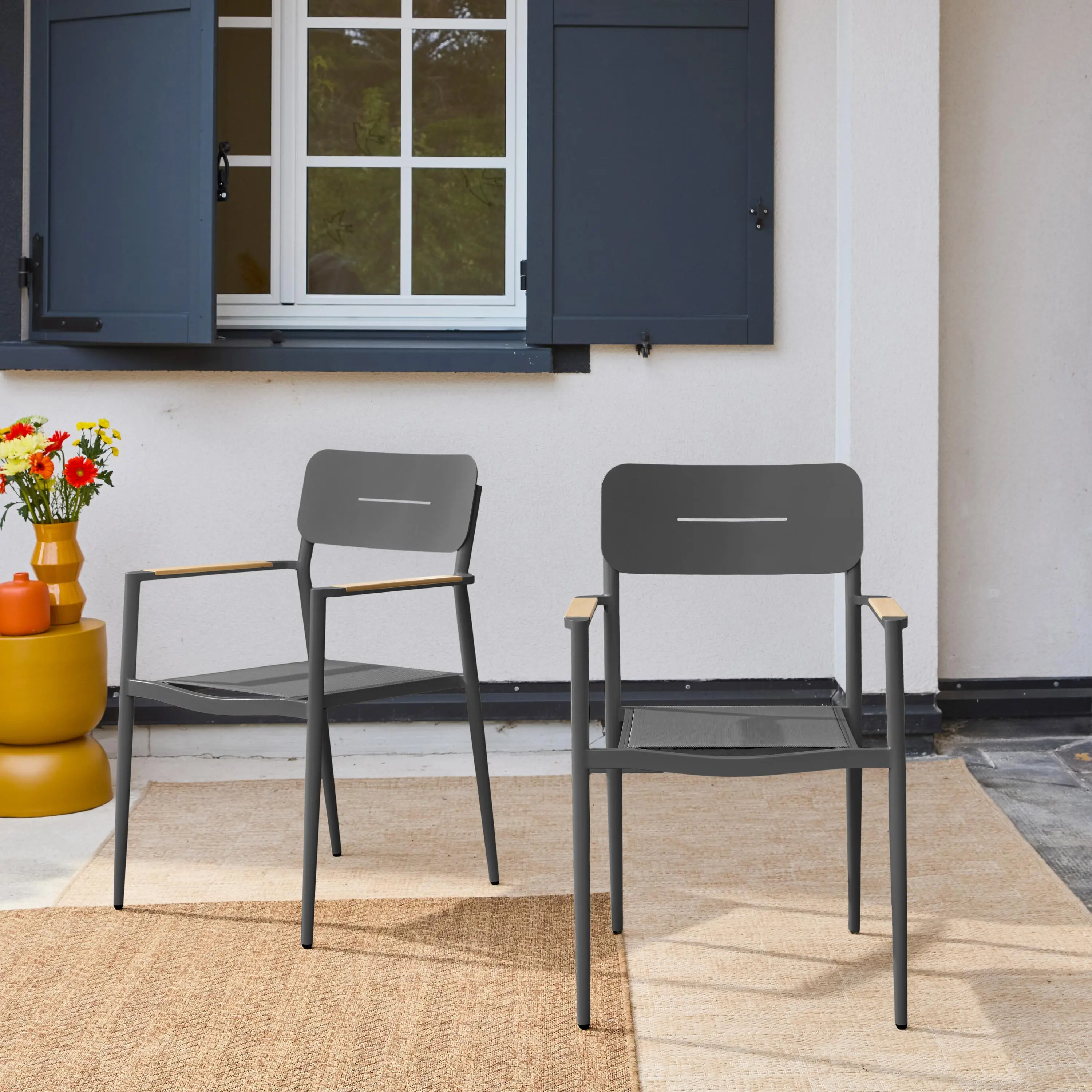 Fauteuil de jardin aluminium et textilène (lot de 2)