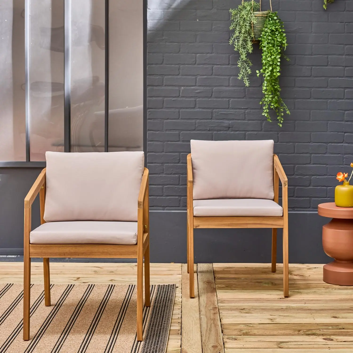 Fauteuil de jardin bois d'acacia (lot de 2)