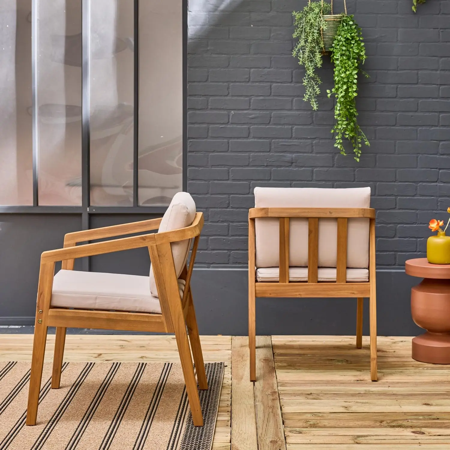 Fauteuil de jardin bois d'acacia (lot de 2)