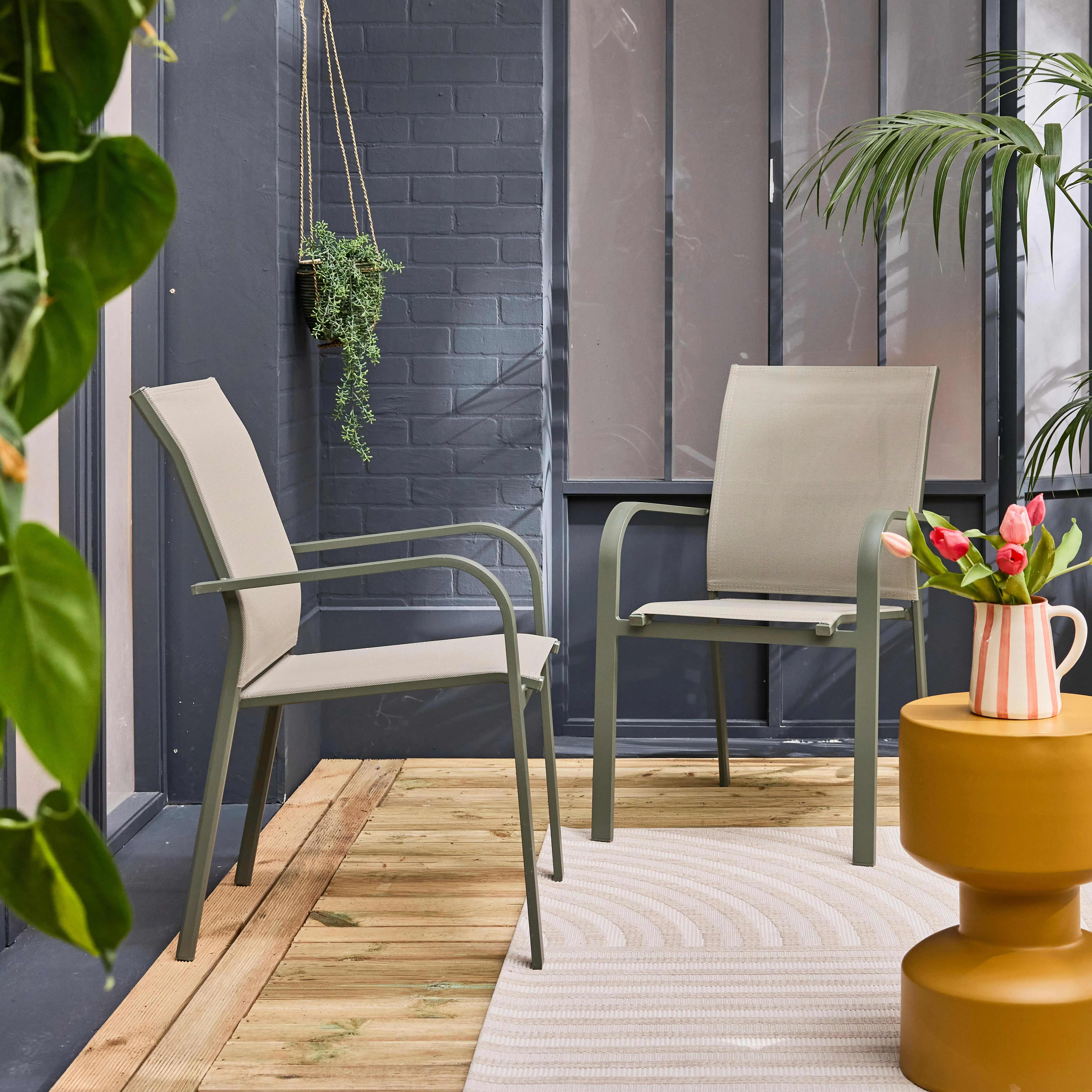 Fauteuil de jardin empilable aluminium (lot de 2)