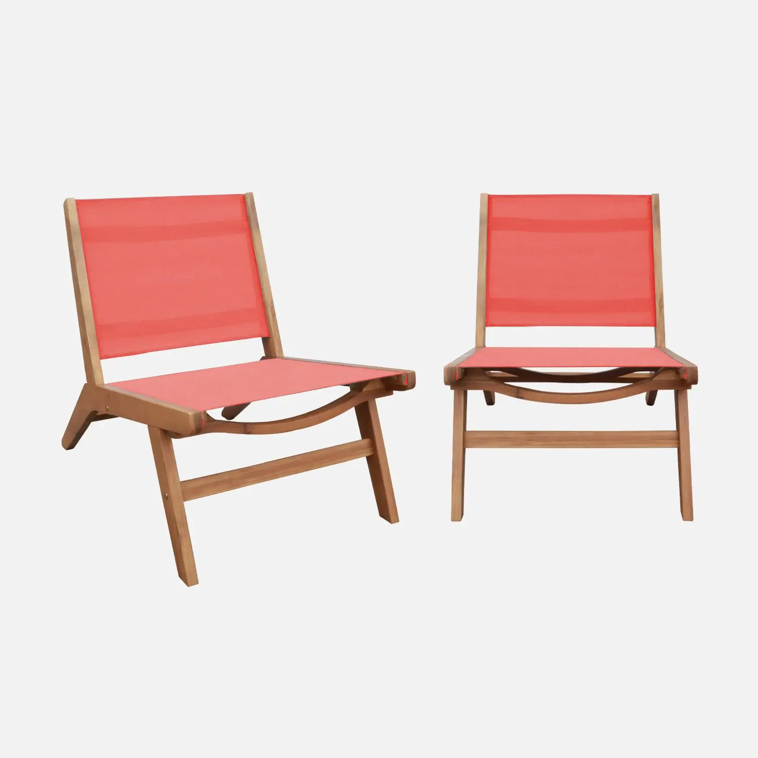 Fauteuil relax bois d'acacia et textilène (lot de 2)