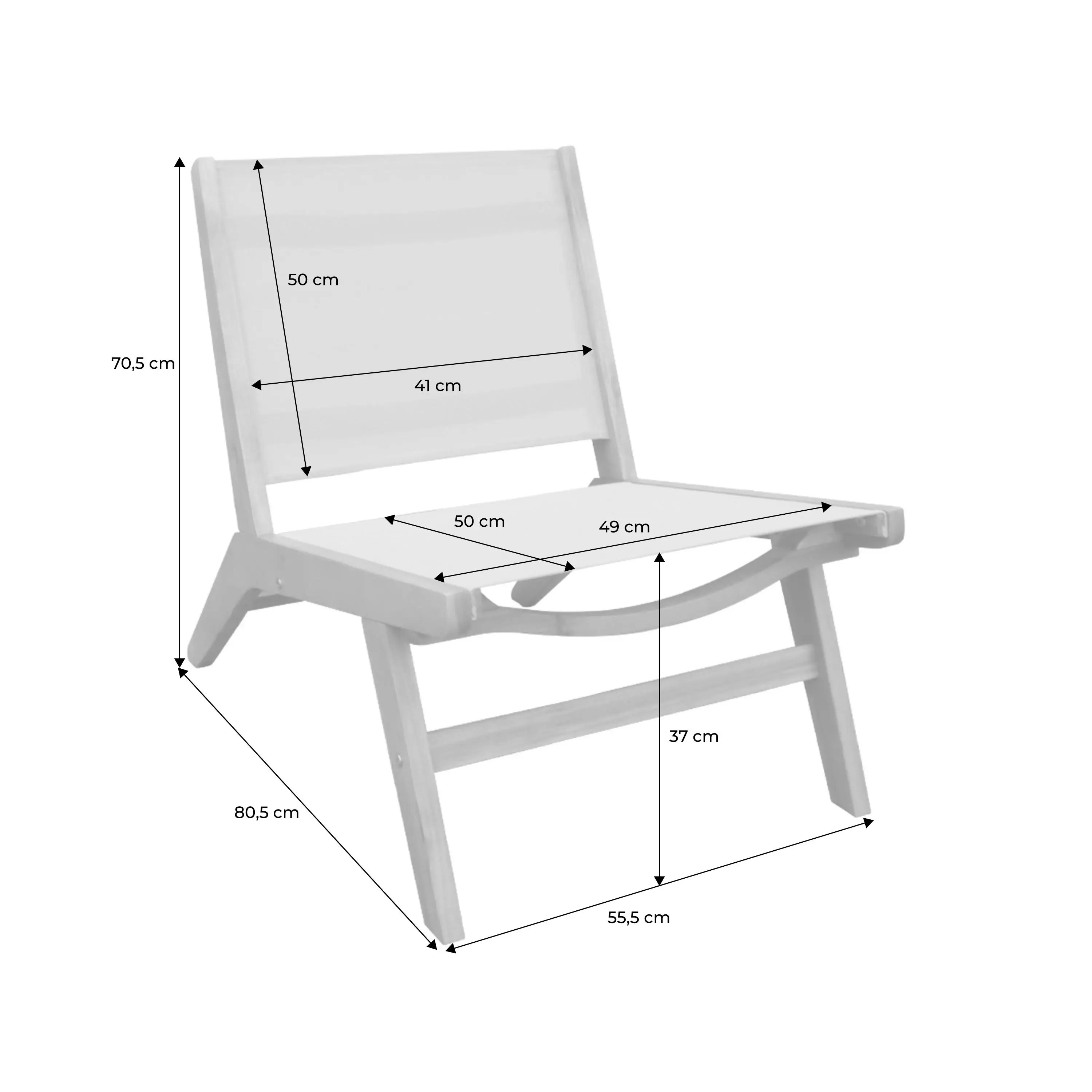 Fauteuil relax bois d'acacia et textilène (lot de 2)