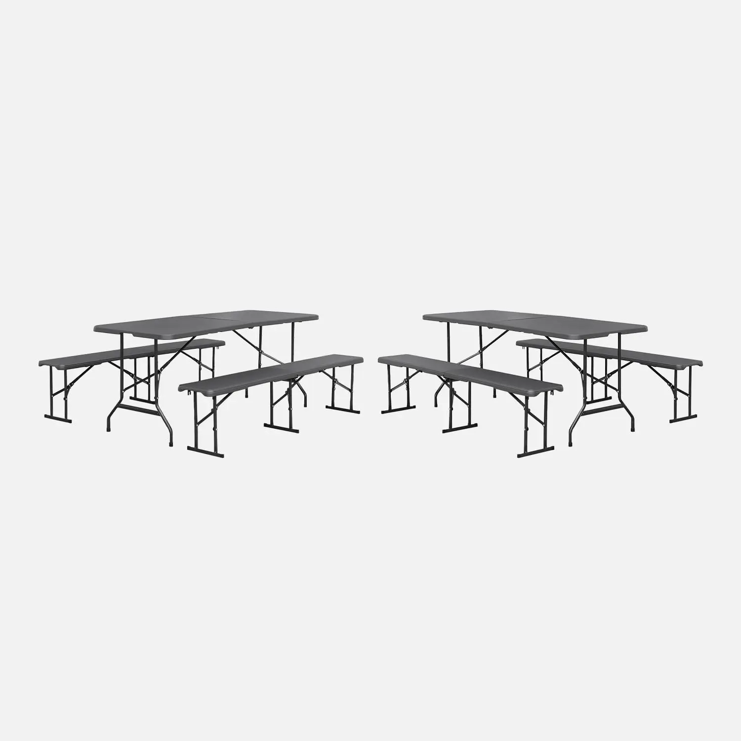 Table de réception pliante acier 2 bancs (lot de 2)
