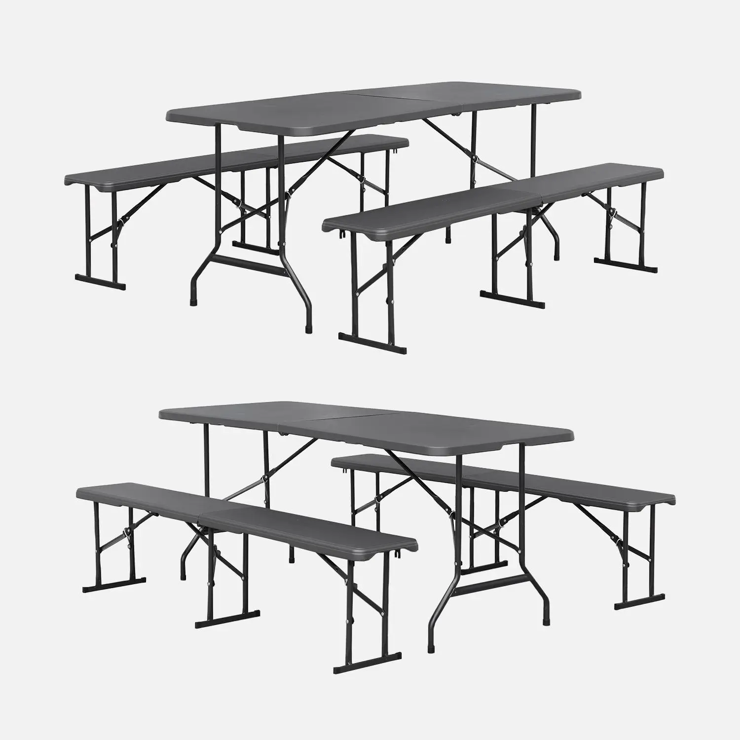 Table de réception pliante acier 2 bancs (lot de 2)