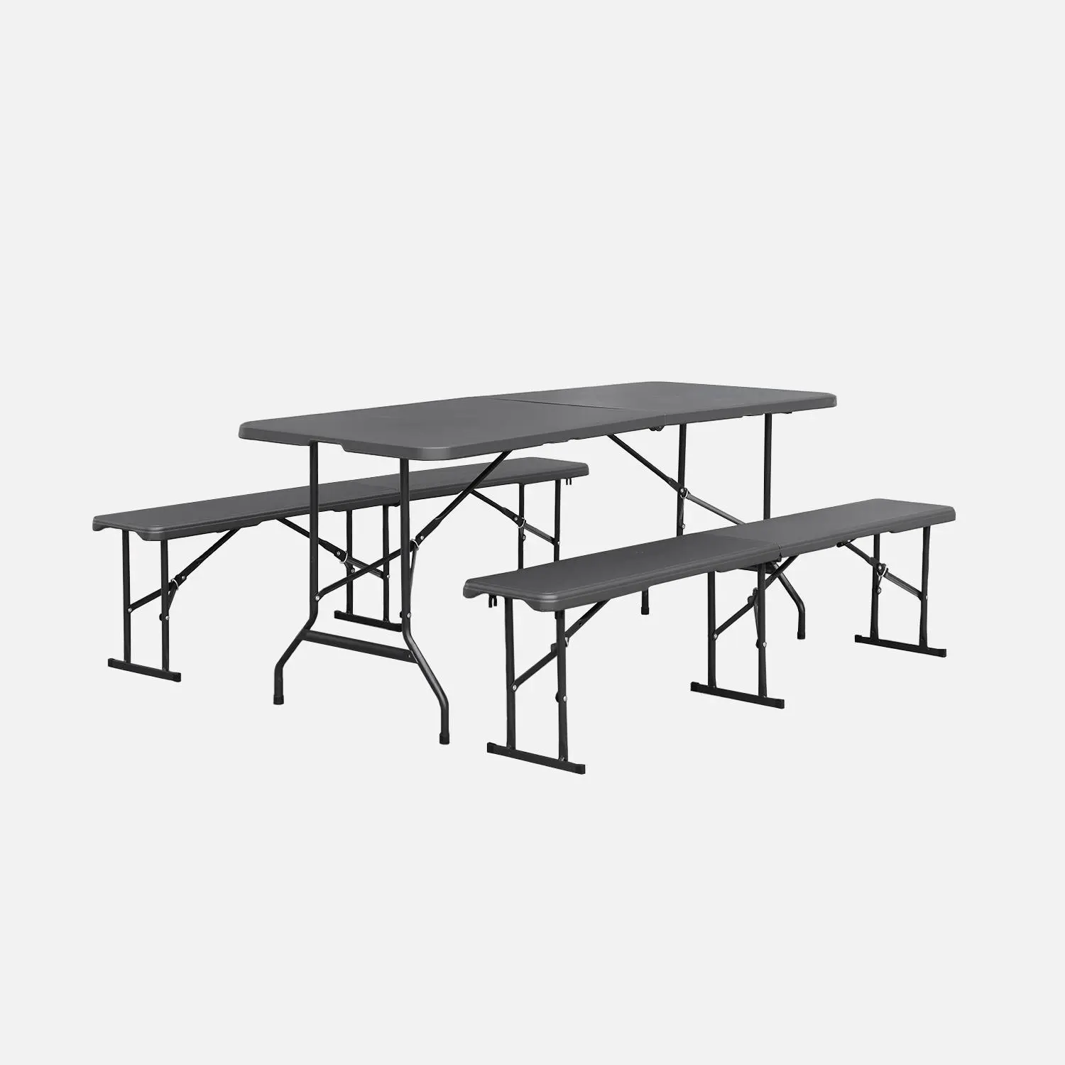Table de réception pliante acier 2 bancs (lot de 2)