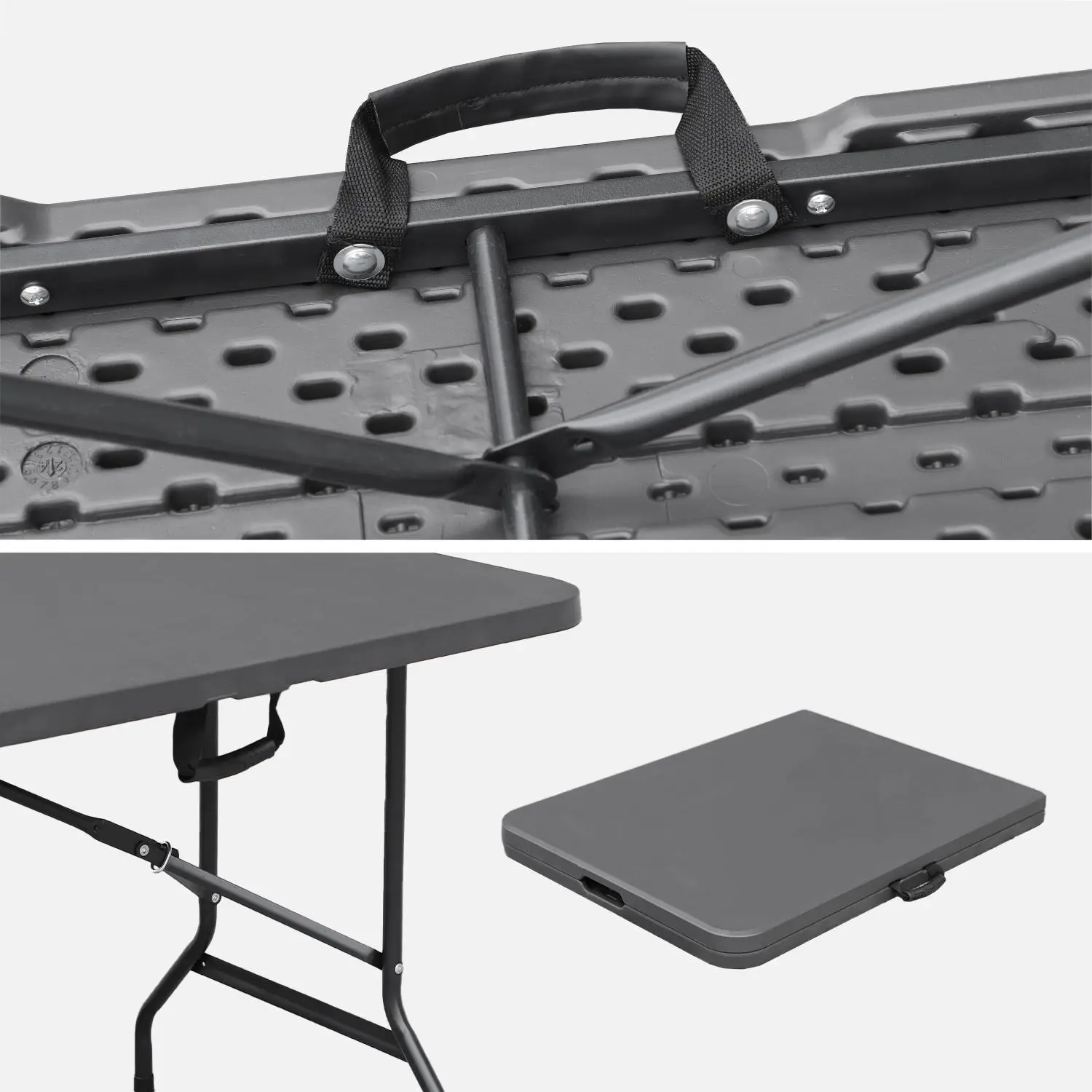 Table de réception pliante acier 2 bancs (lot de 2)