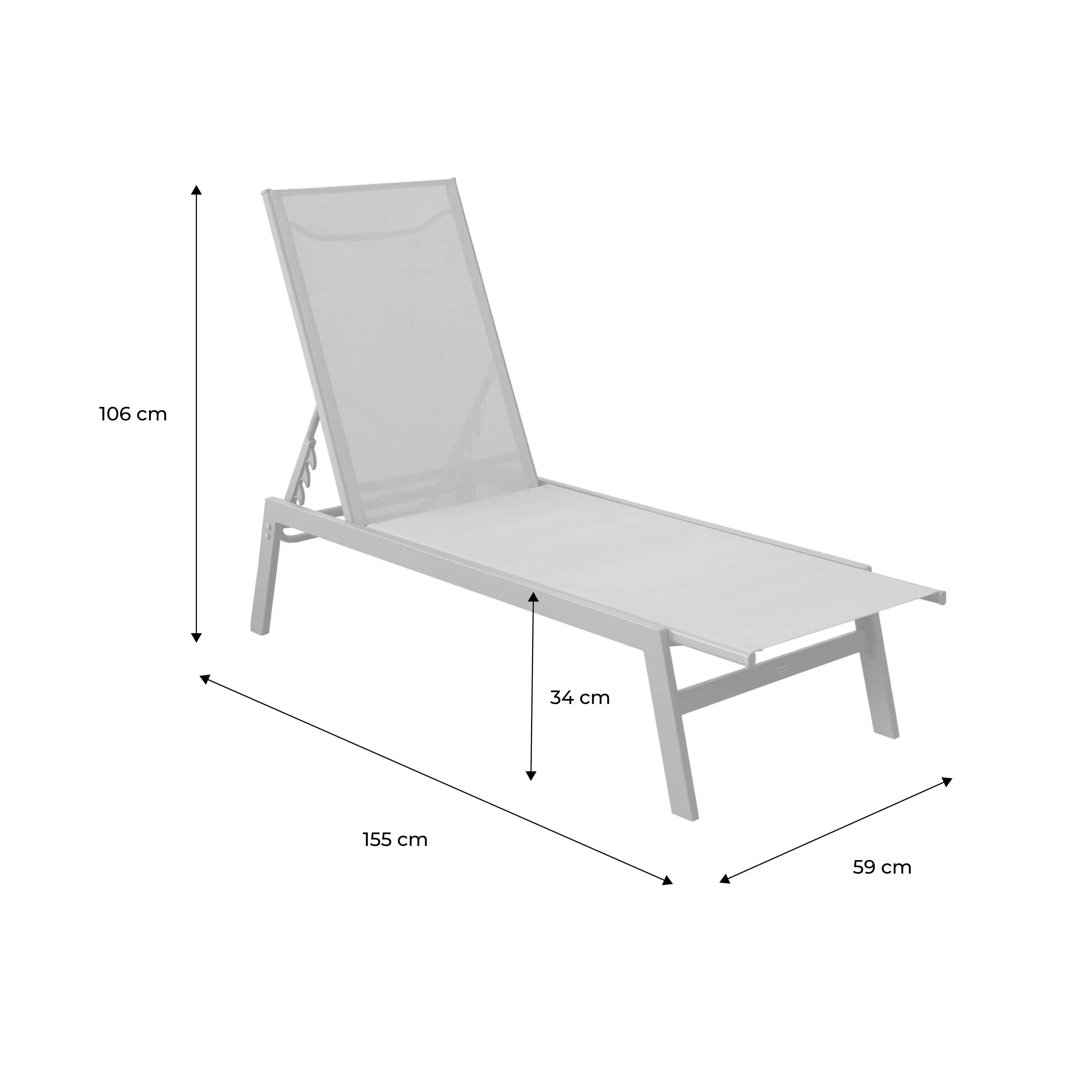 Transat acier multi positions (lot de 2)