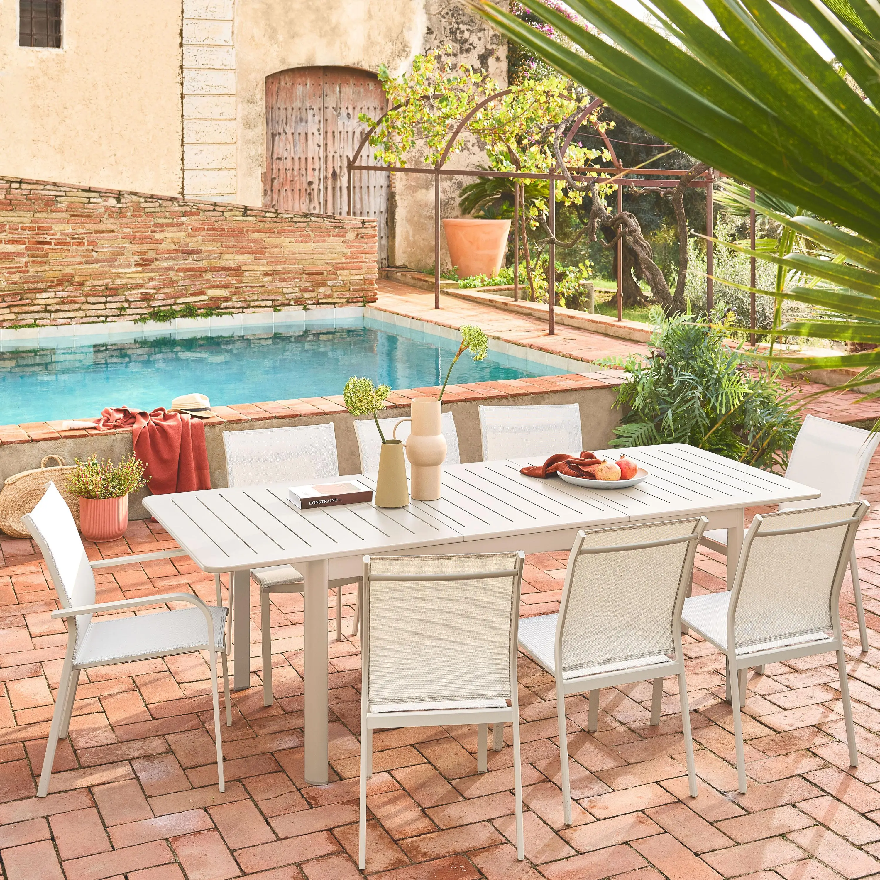 Chaise de jardin empilable aluminium (lot de 4)