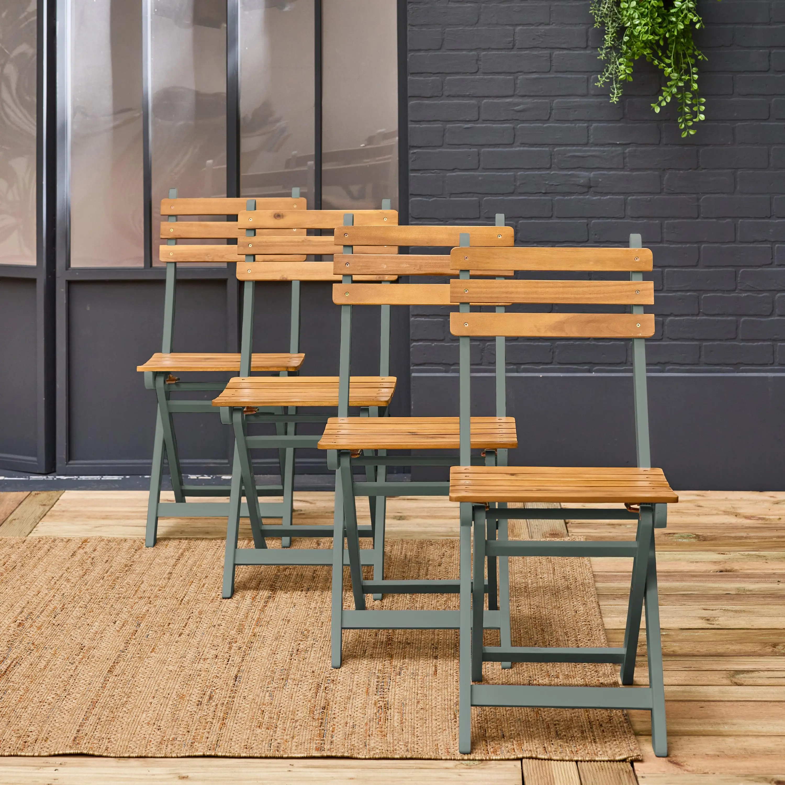 Chaise de jardin pliante bois d'acacia (lot de 4)