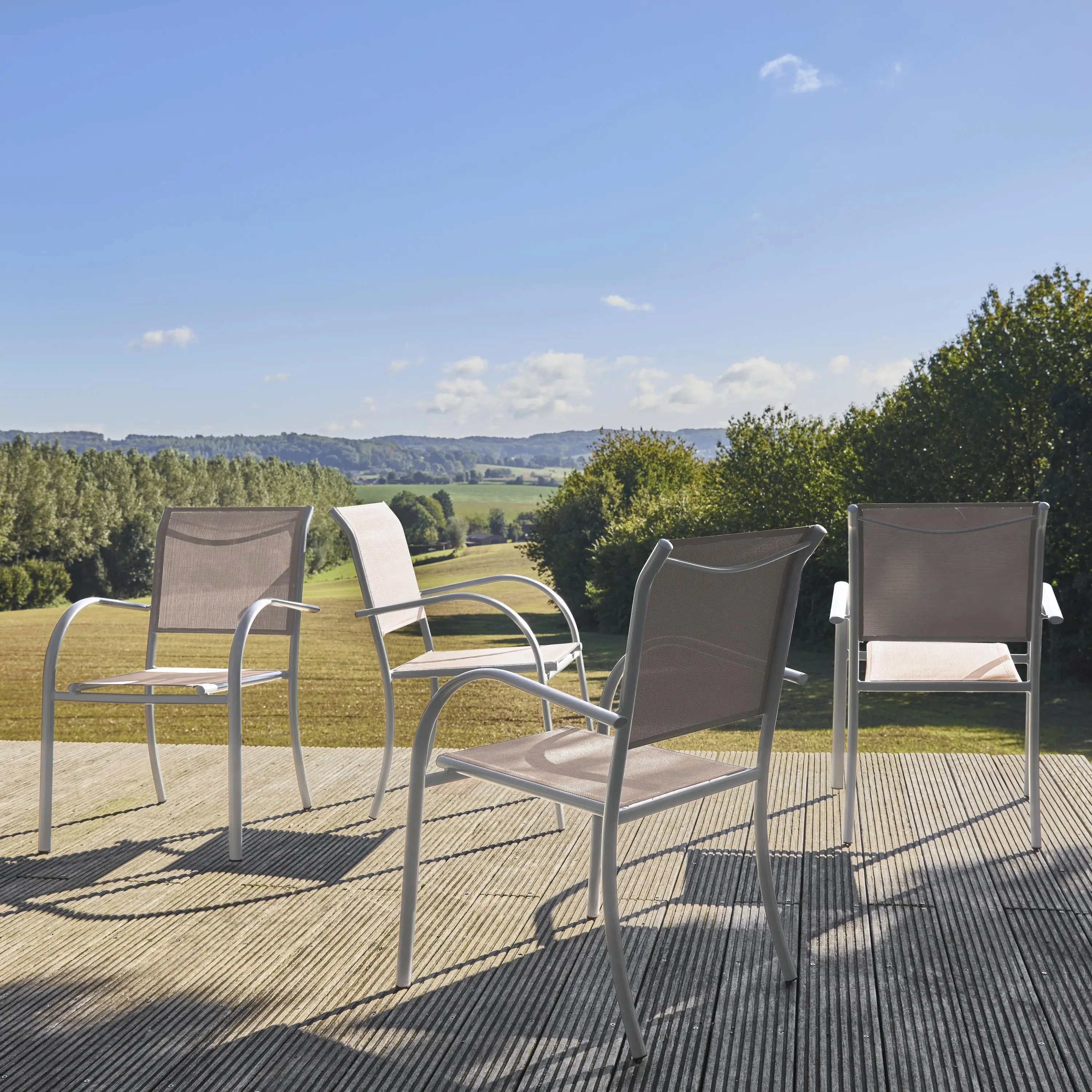 Fauteuil de jardin aluminium (lot de 4)
