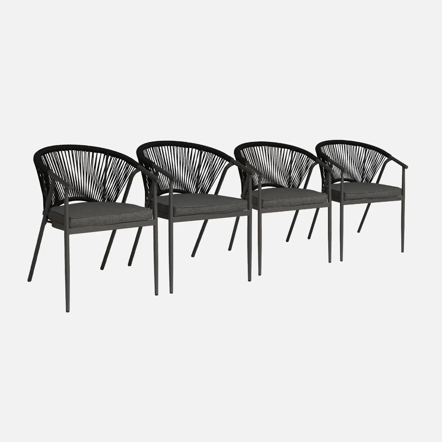 Fauteuil de jardin empilable acier et cordes (lot de 4)