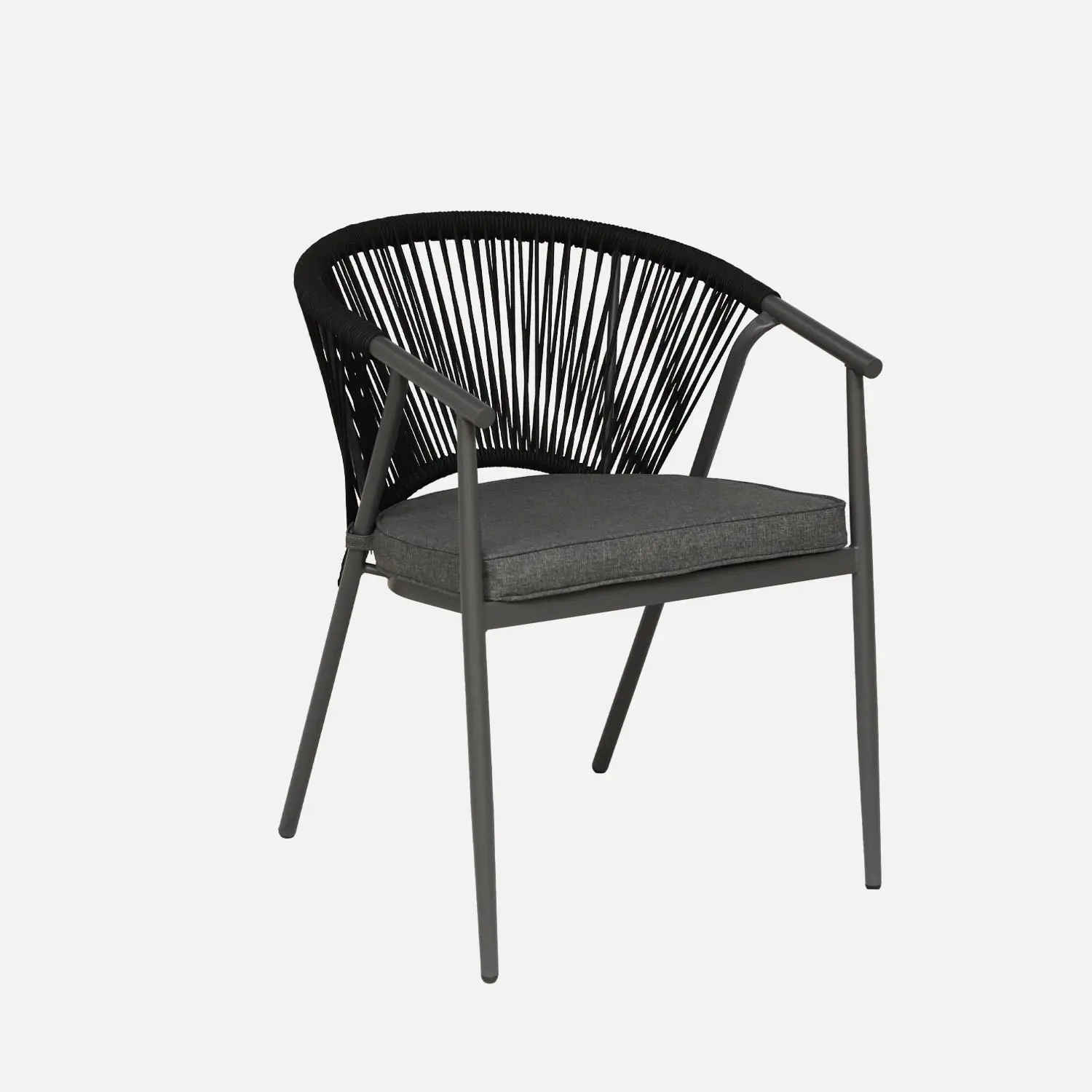 Fauteuil de jardin empilable acier et cordes (lot de 4)
