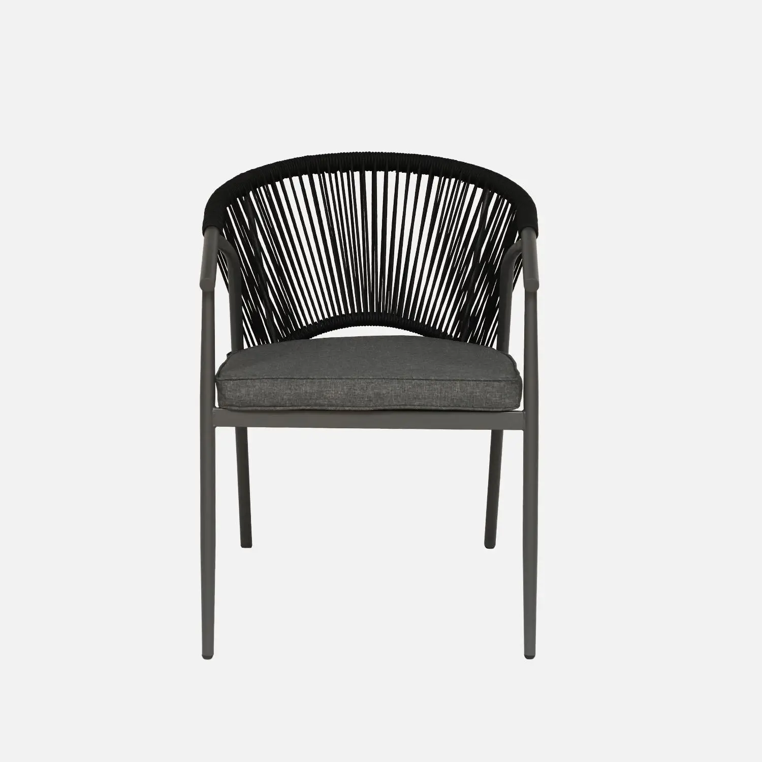 Fauteuil de jardin empilable acier et cordes (lot de 4)