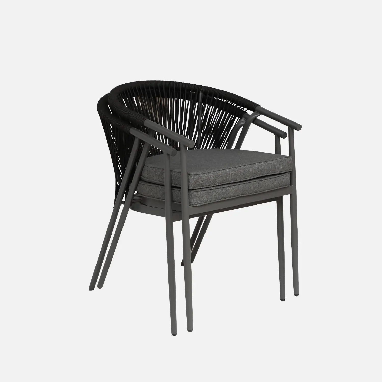 Fauteuil de jardin empilable acier et cordes (lot de 4)