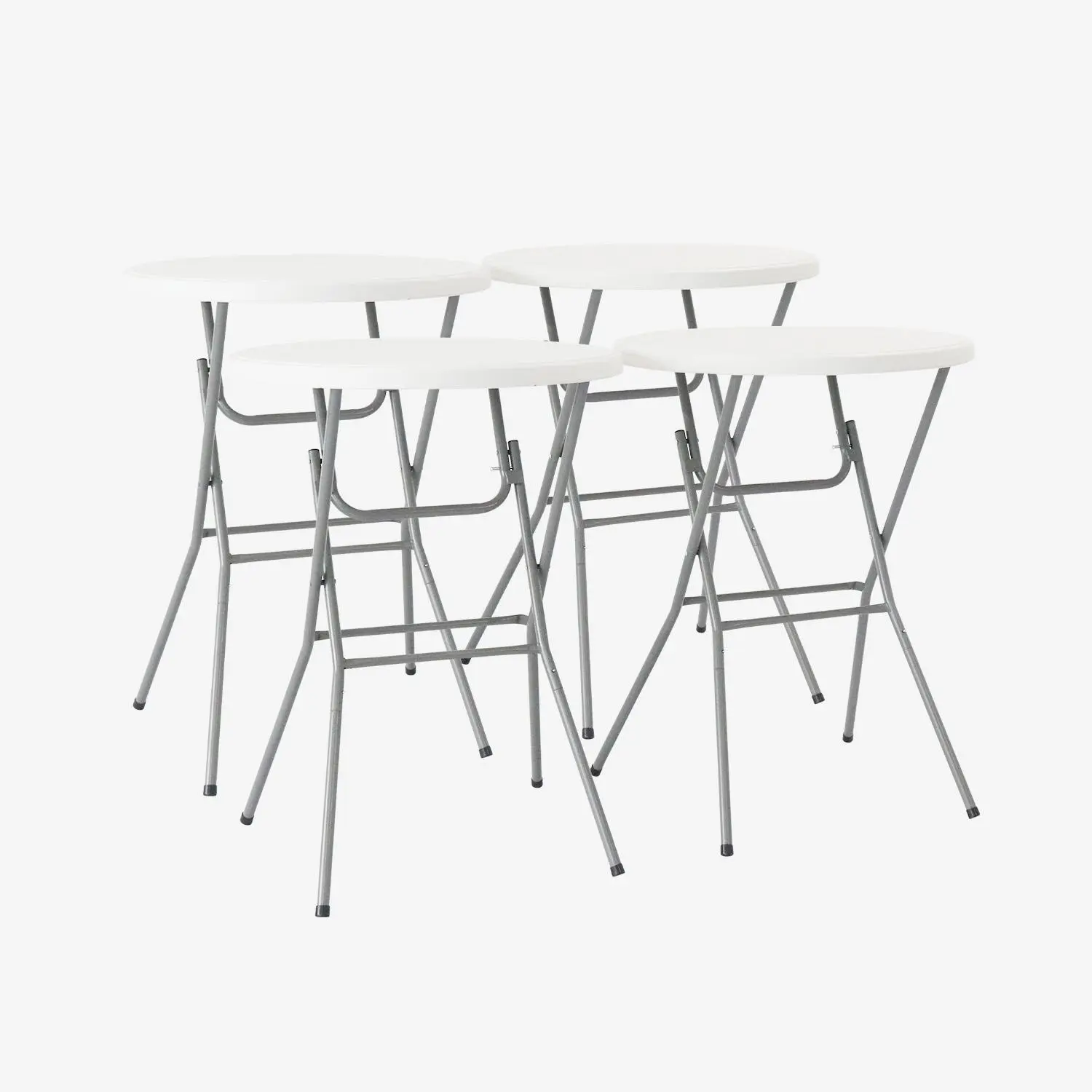 Table de réception, table mange debout pliante acier (lot de 4)