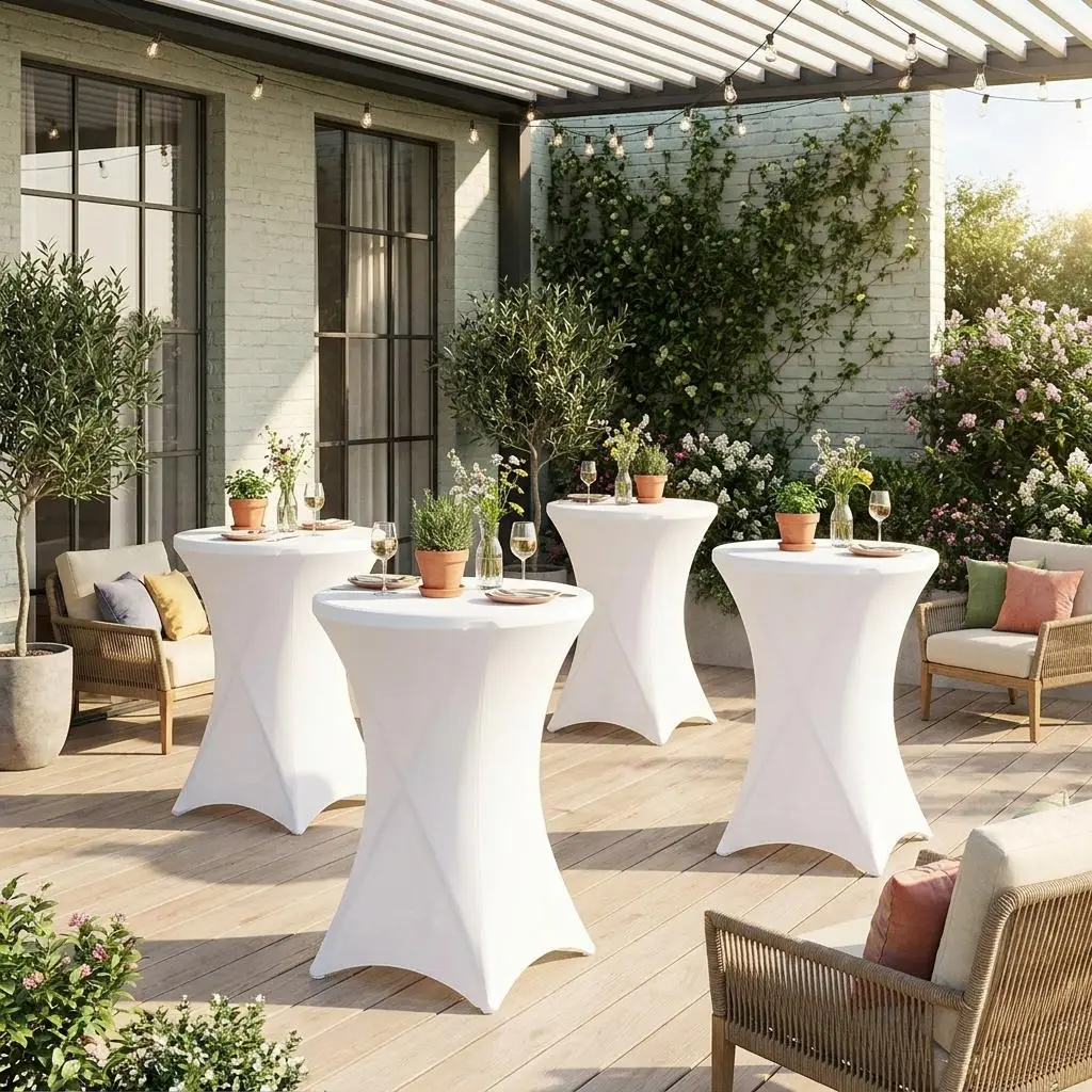Table haute de réception pliante acier avec housse de protection (lot de 4)
