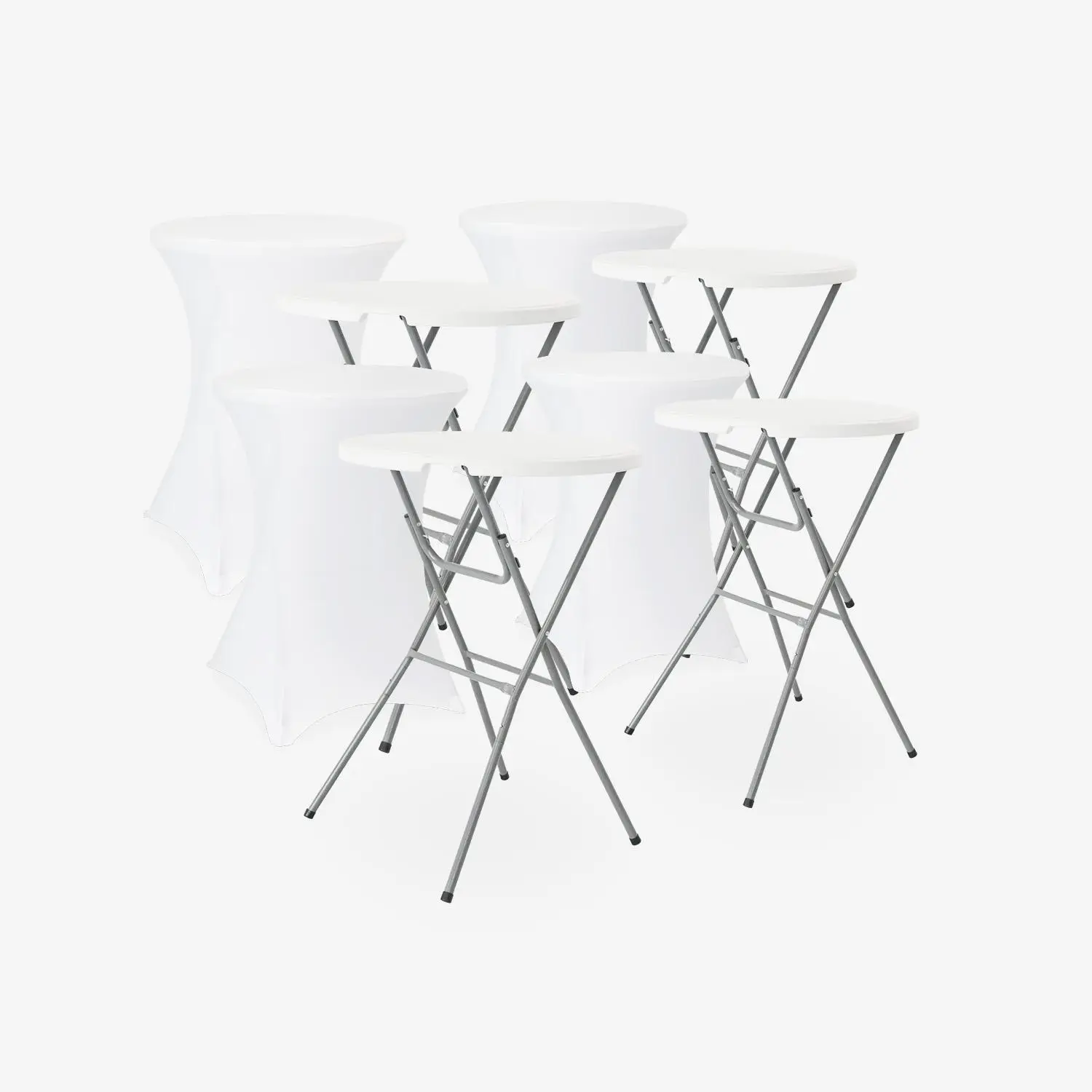 Table haute de réception pliante acier avec housse de protection (lot de 4)