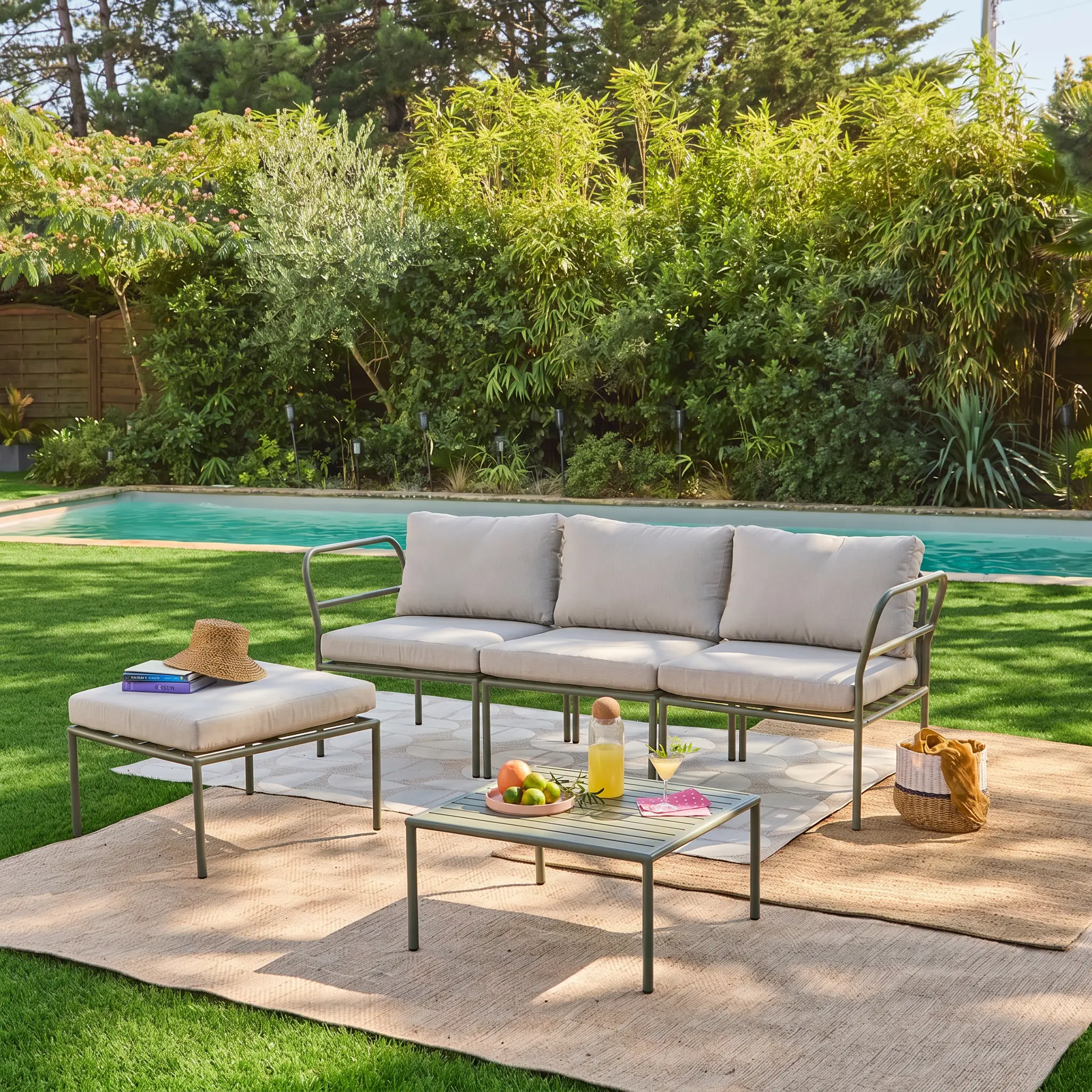 Salon de jardin modulable aluminium 4 places