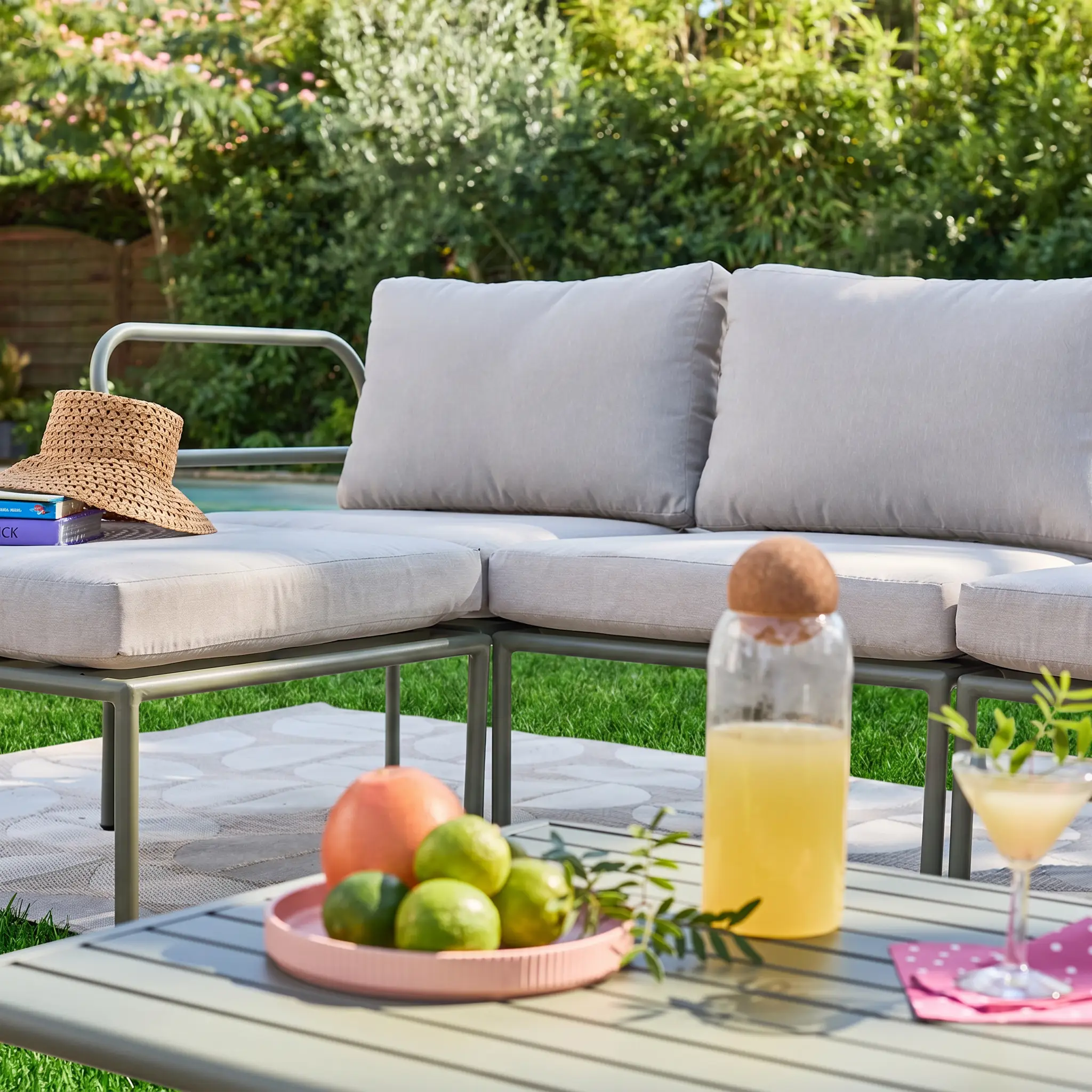 Salon de jardin modulable aluminium 4 places