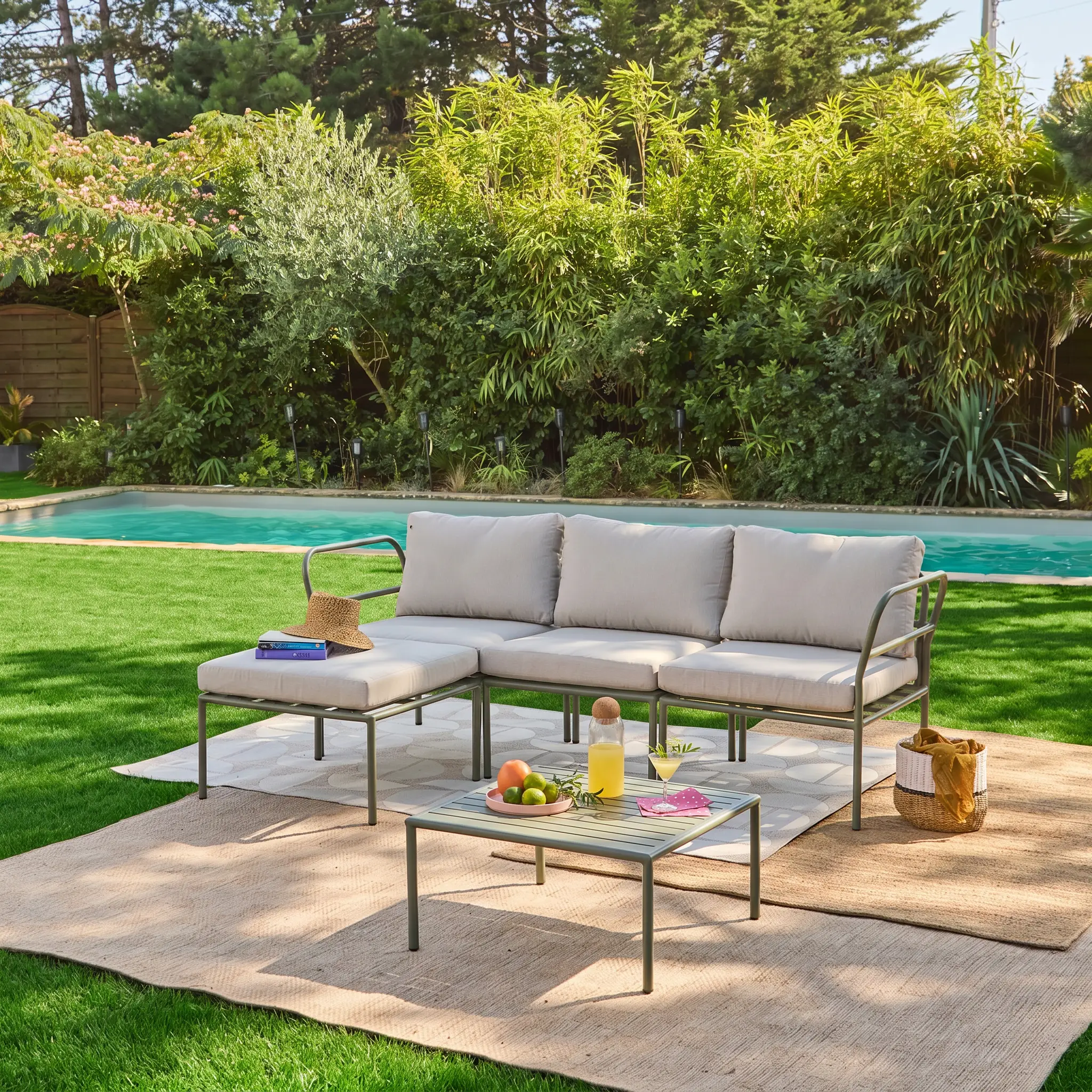 Salon de jardin modulable aluminium 4 places