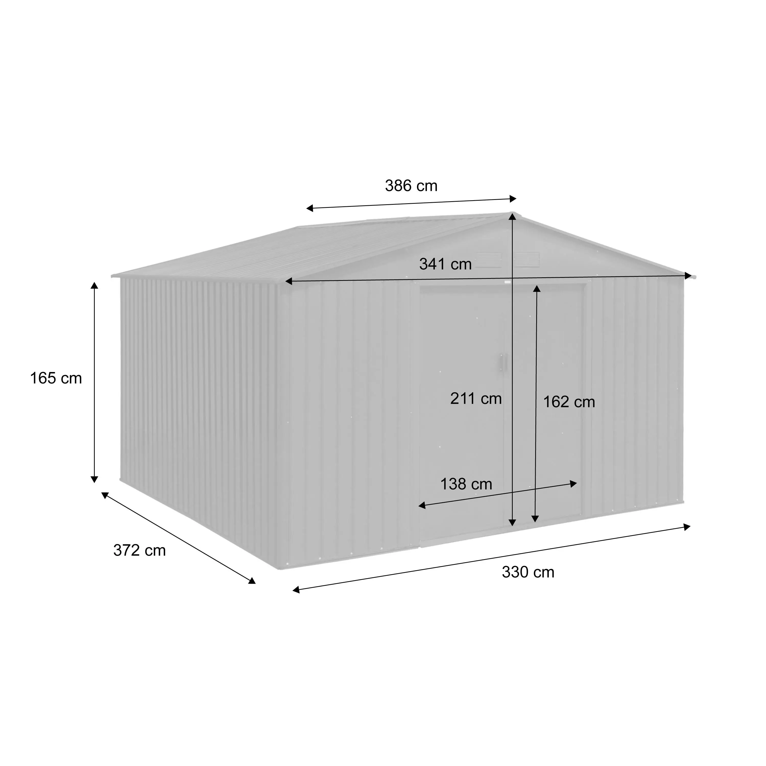 Abri de jardin métal 12,99m² avec kit d'ancrage