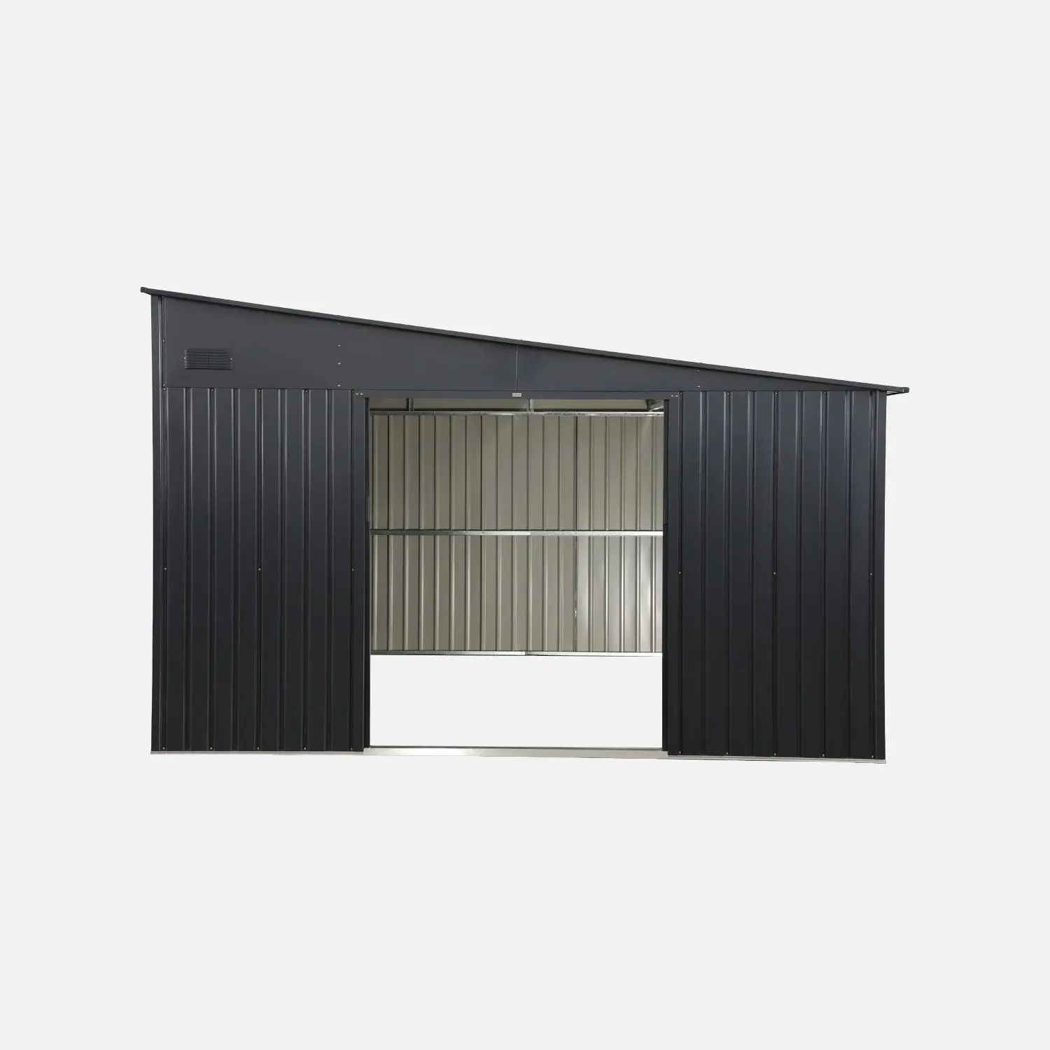 Abri de jardin adossable acier galvanisé 11,01 m² avec kit d'ancrage