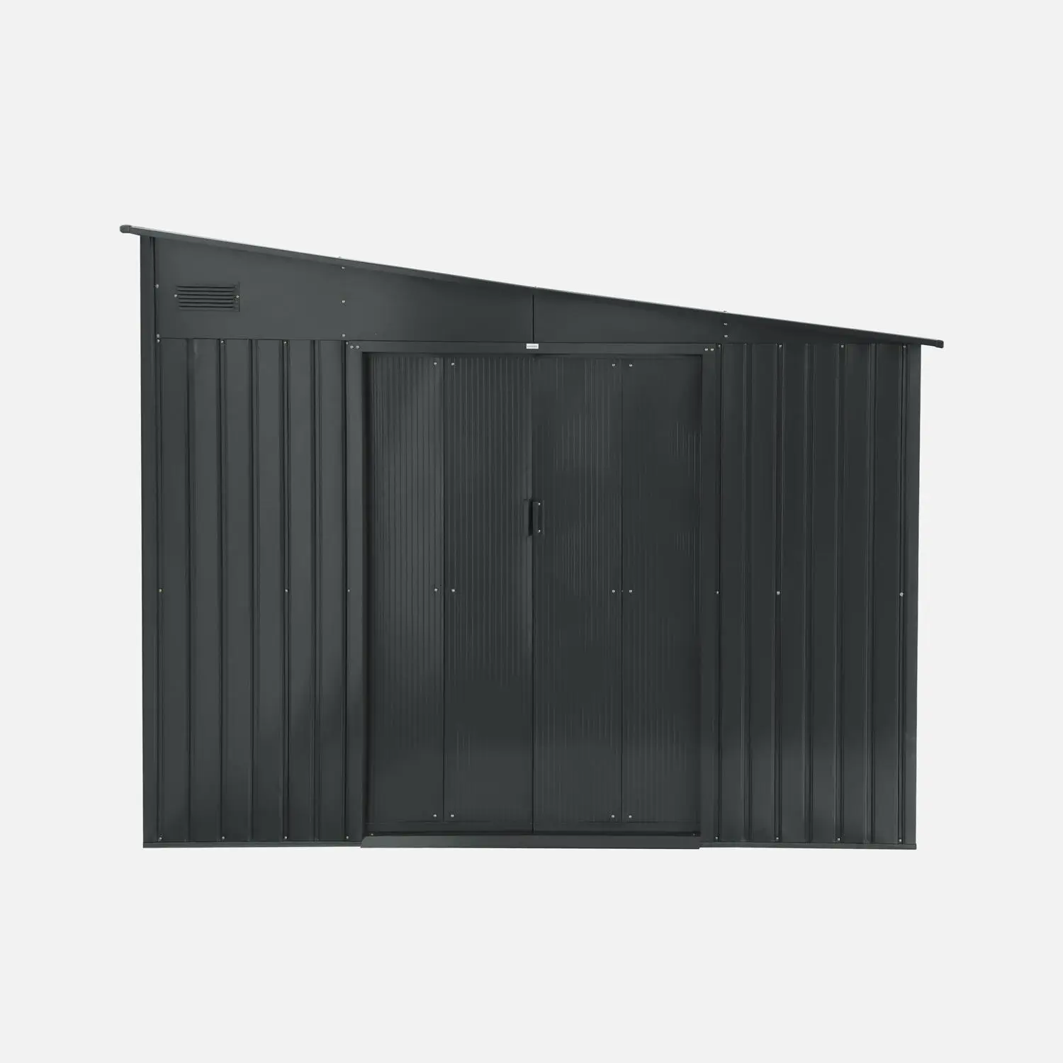 Abri de jardin adossable métal 8,96m² avec kit d'ancrage