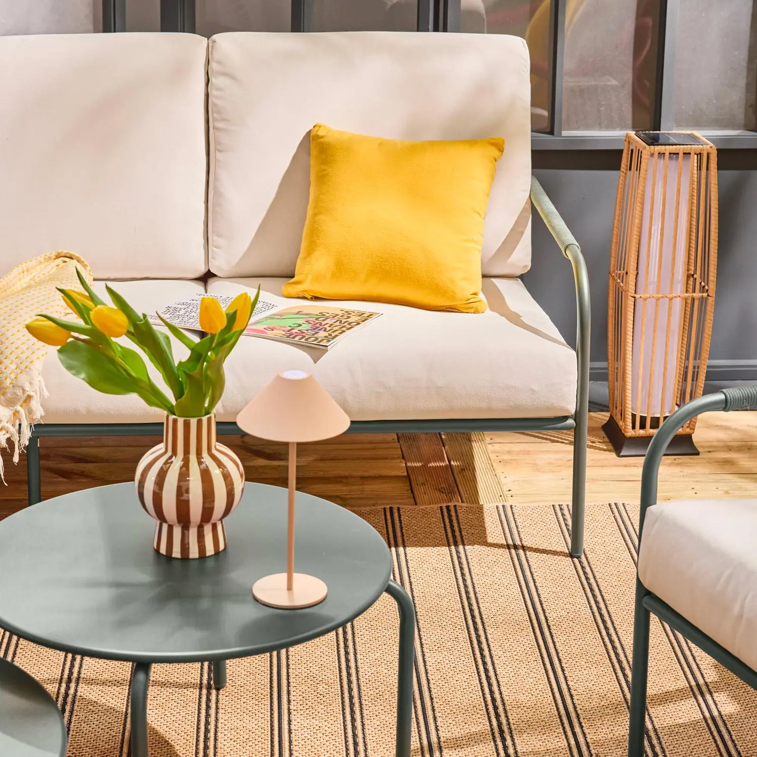 Salon de jardin acier 7 places