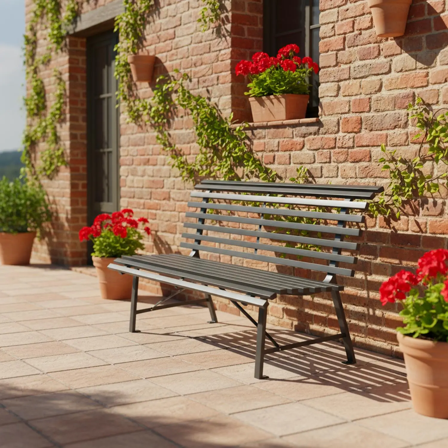 Banc de jardin acier 2 places