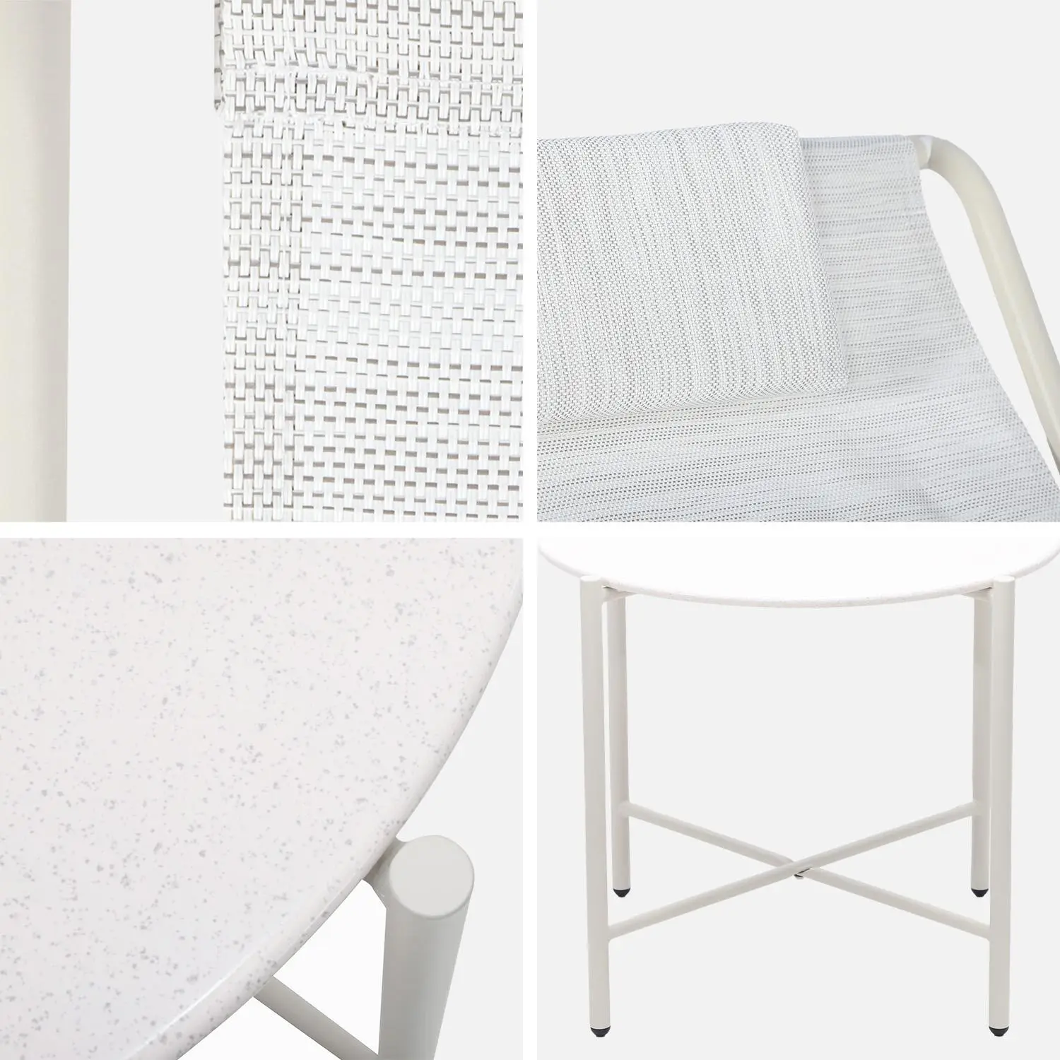 Set de 2 fauteuils relax avec table ronde en acier