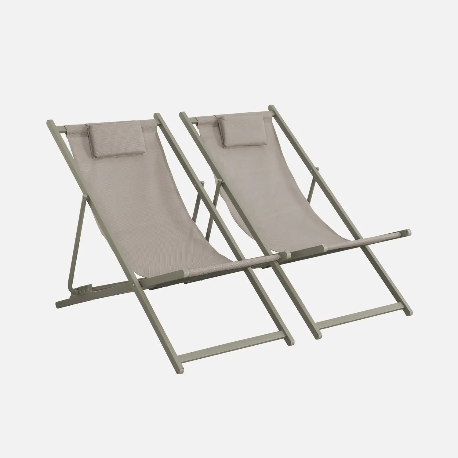 Chilienne acier pliante multi positions avec coussin (lot de 2)