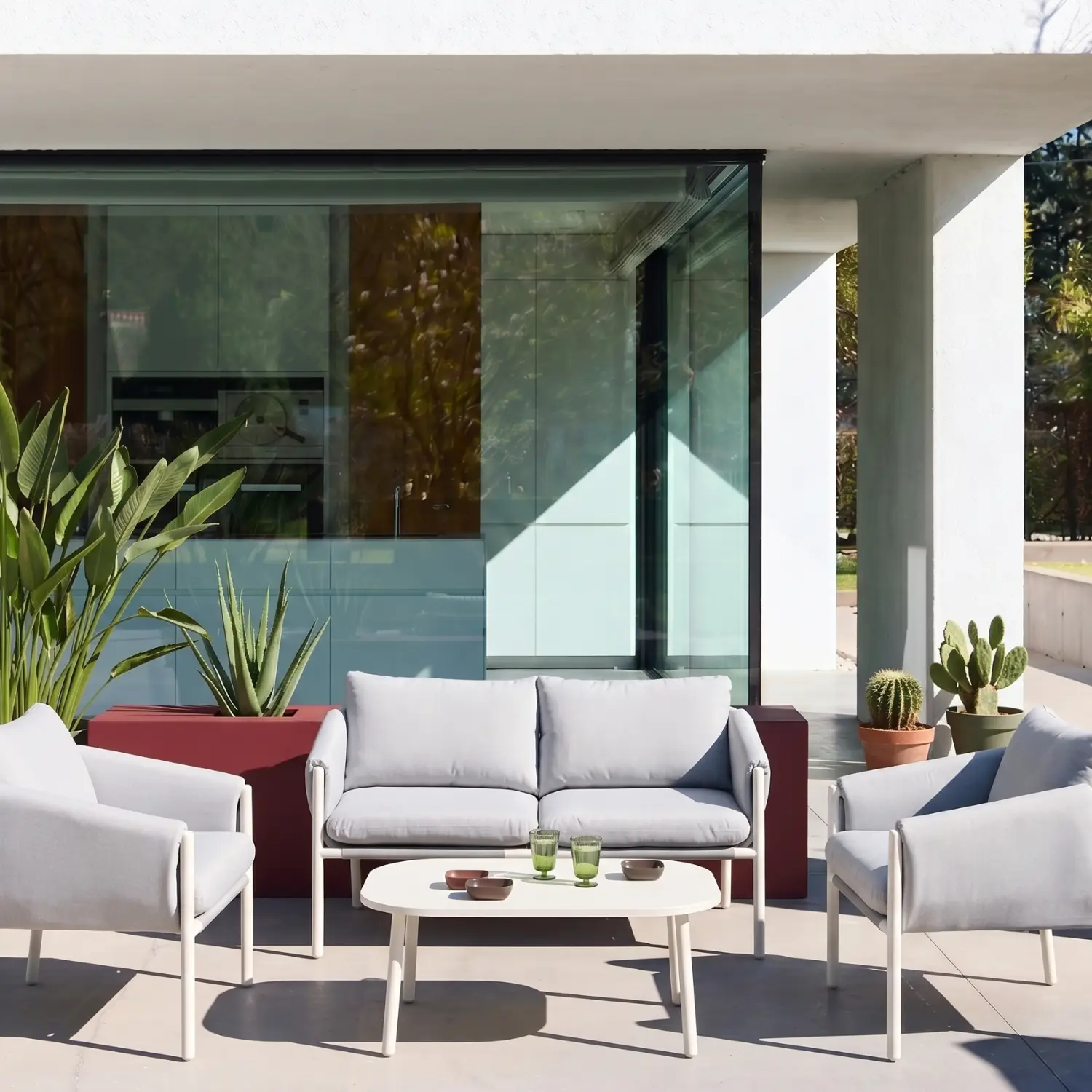 Salon de jardin acier 4 places