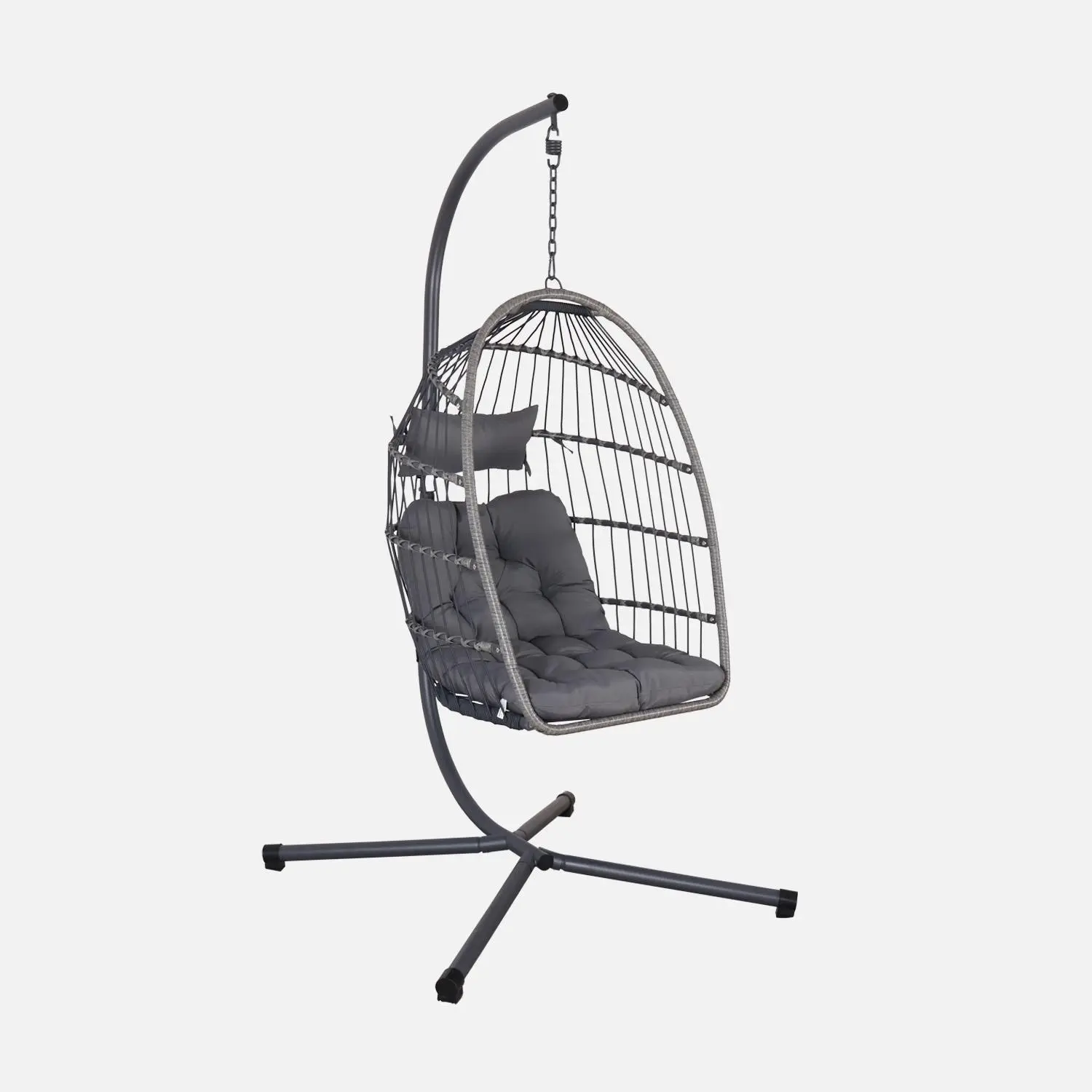 Oeuf suspendu acier osier coussin inclus