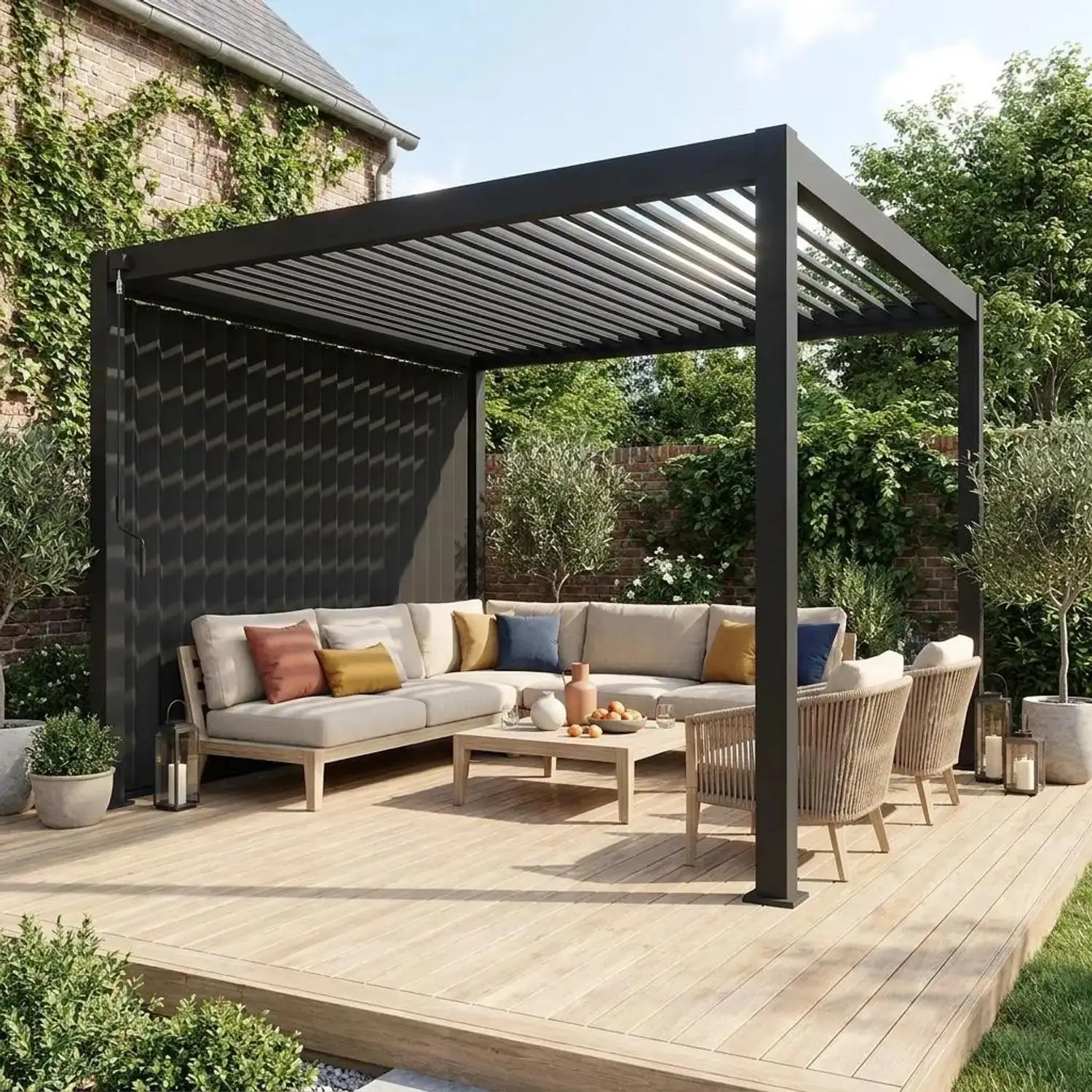 Panneau à lames orientables 3m pour pergola bioclimatique aluminium 3x3m V2 4x3m 6x3m Triomphe