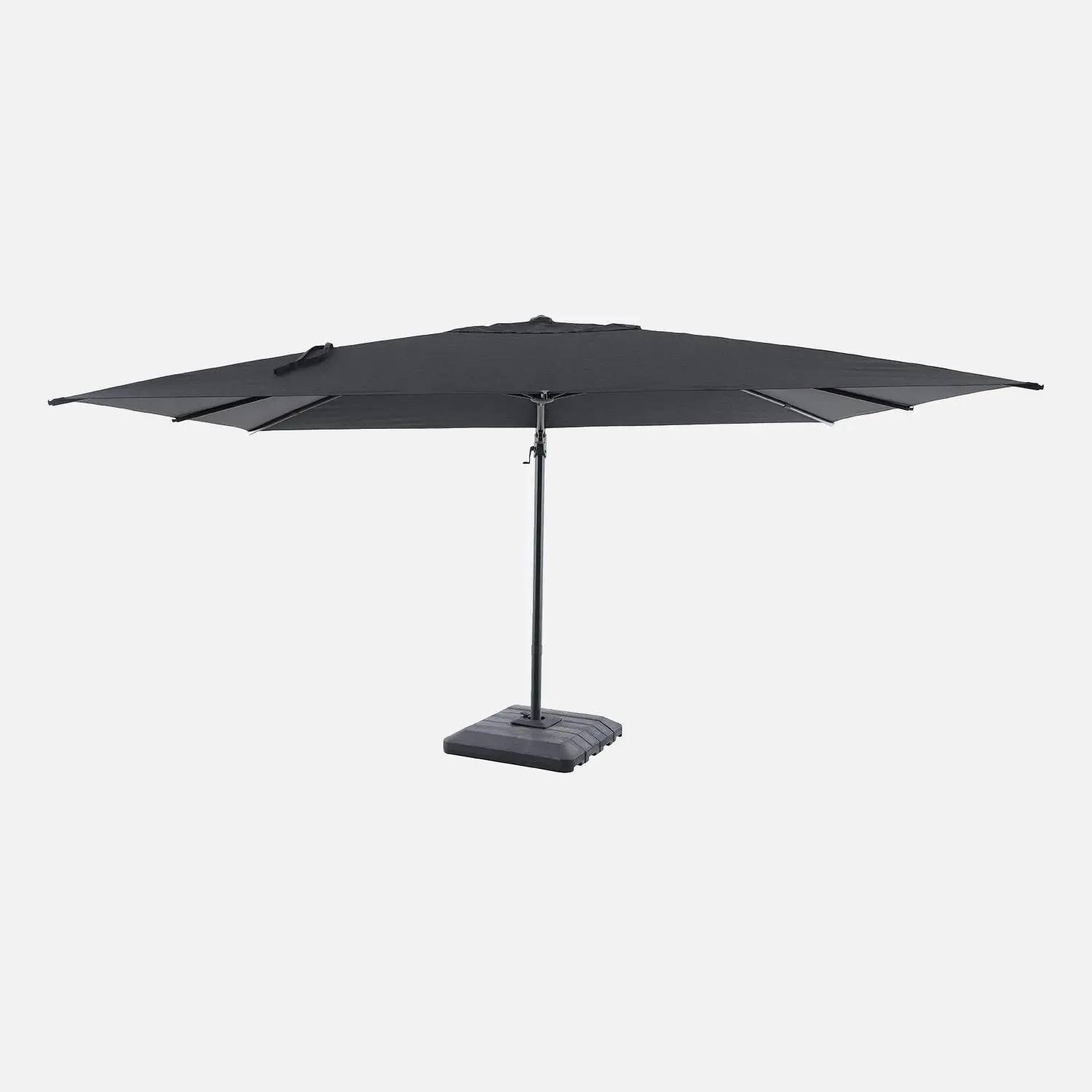 Parasol déporté rectangulaire 3x4m + housse et dalles à lester 98x98cm