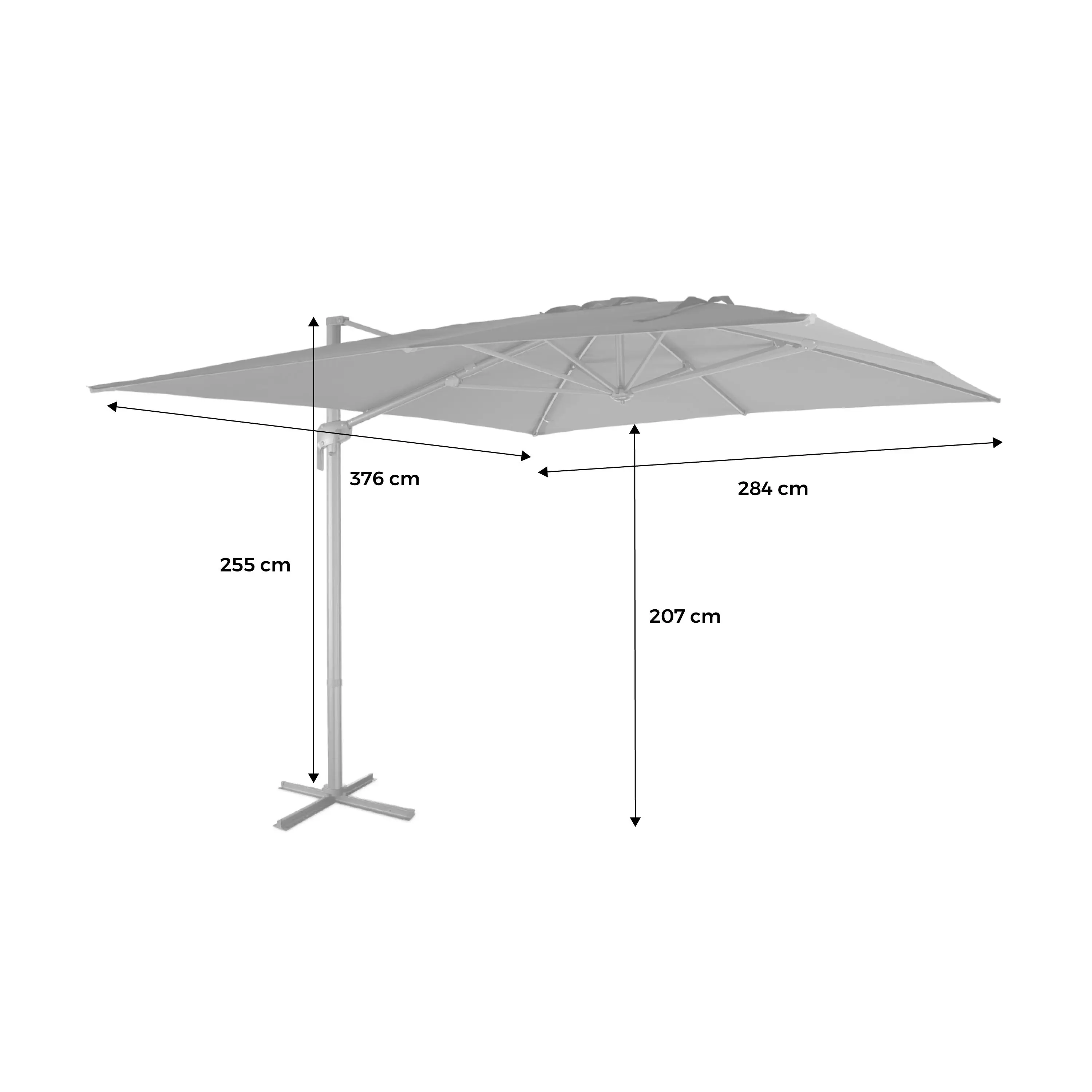 Parasol déporté rectangulaire 3x4m