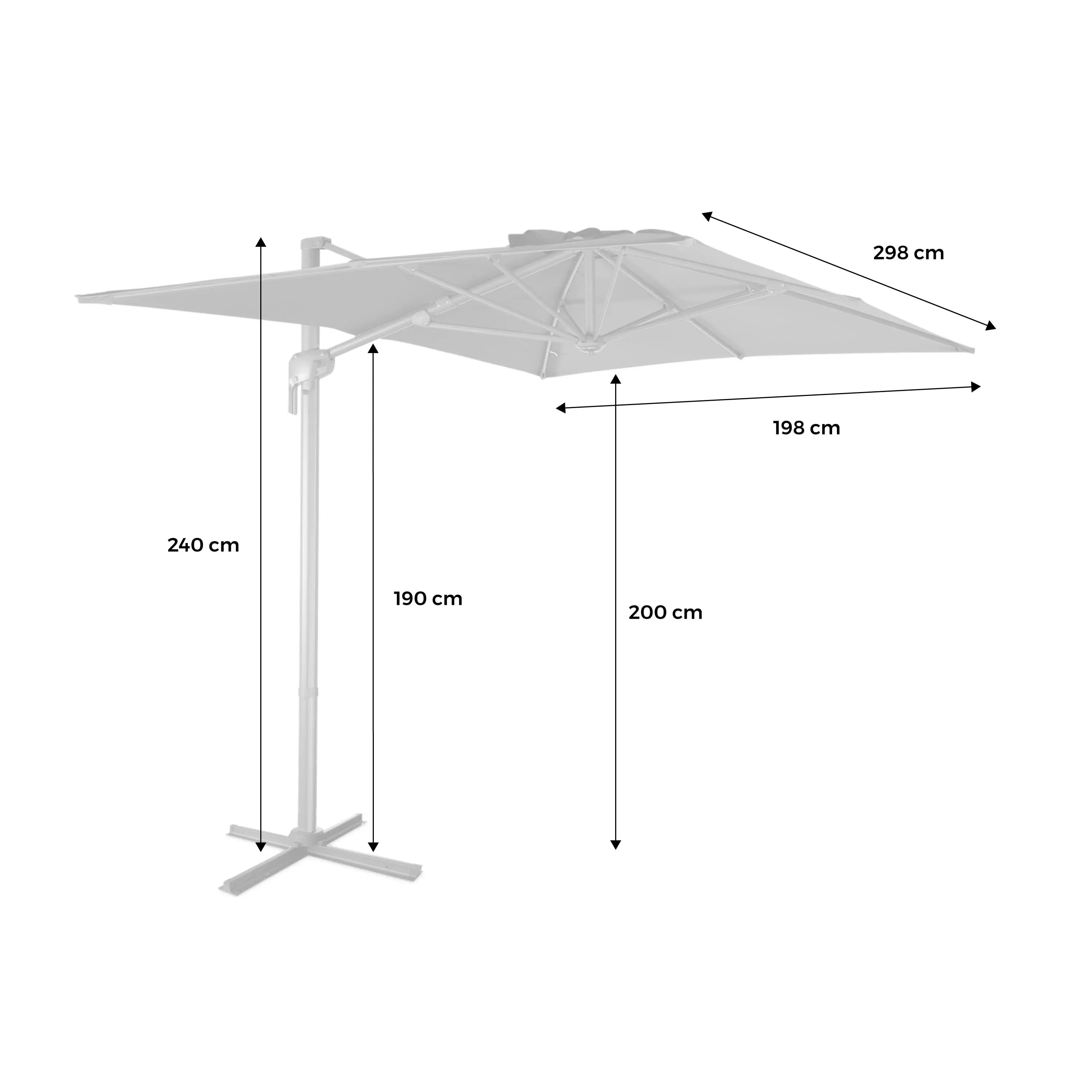 Parasol déporté rectangulaire 2x3m