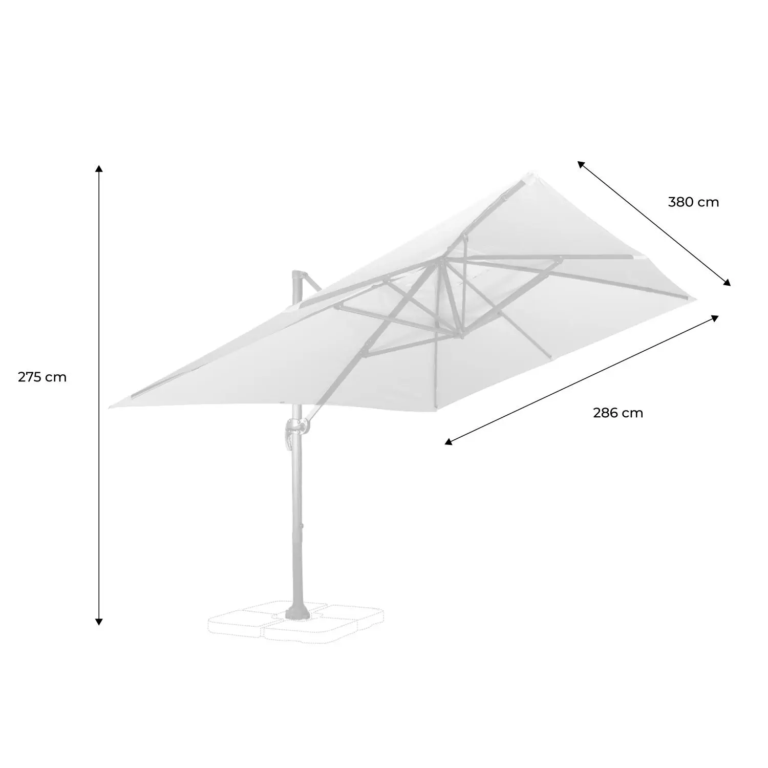 Parasol déporté rectangulaire 3x4m