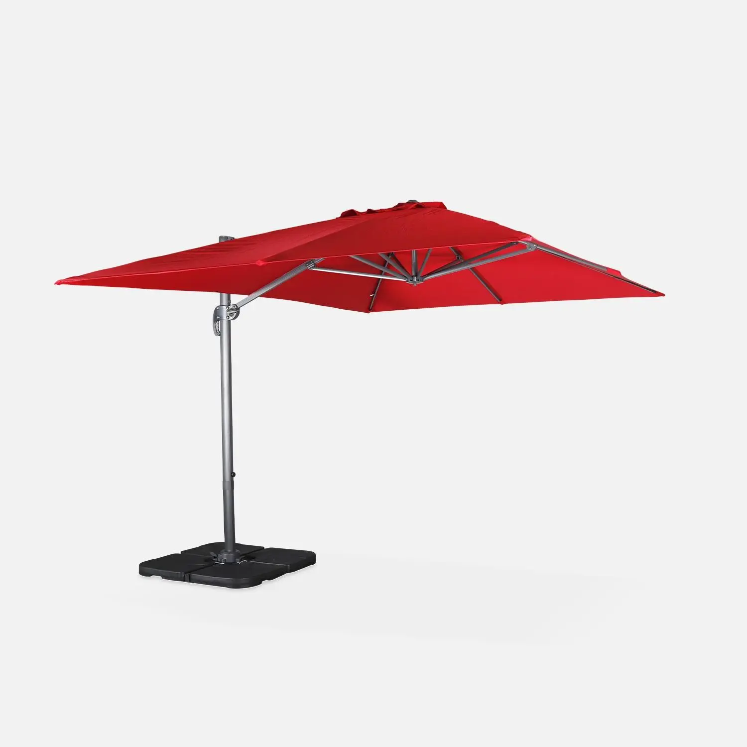 Parasol déporté rectangulaire 3x4m + dalles à lester 50x50cm