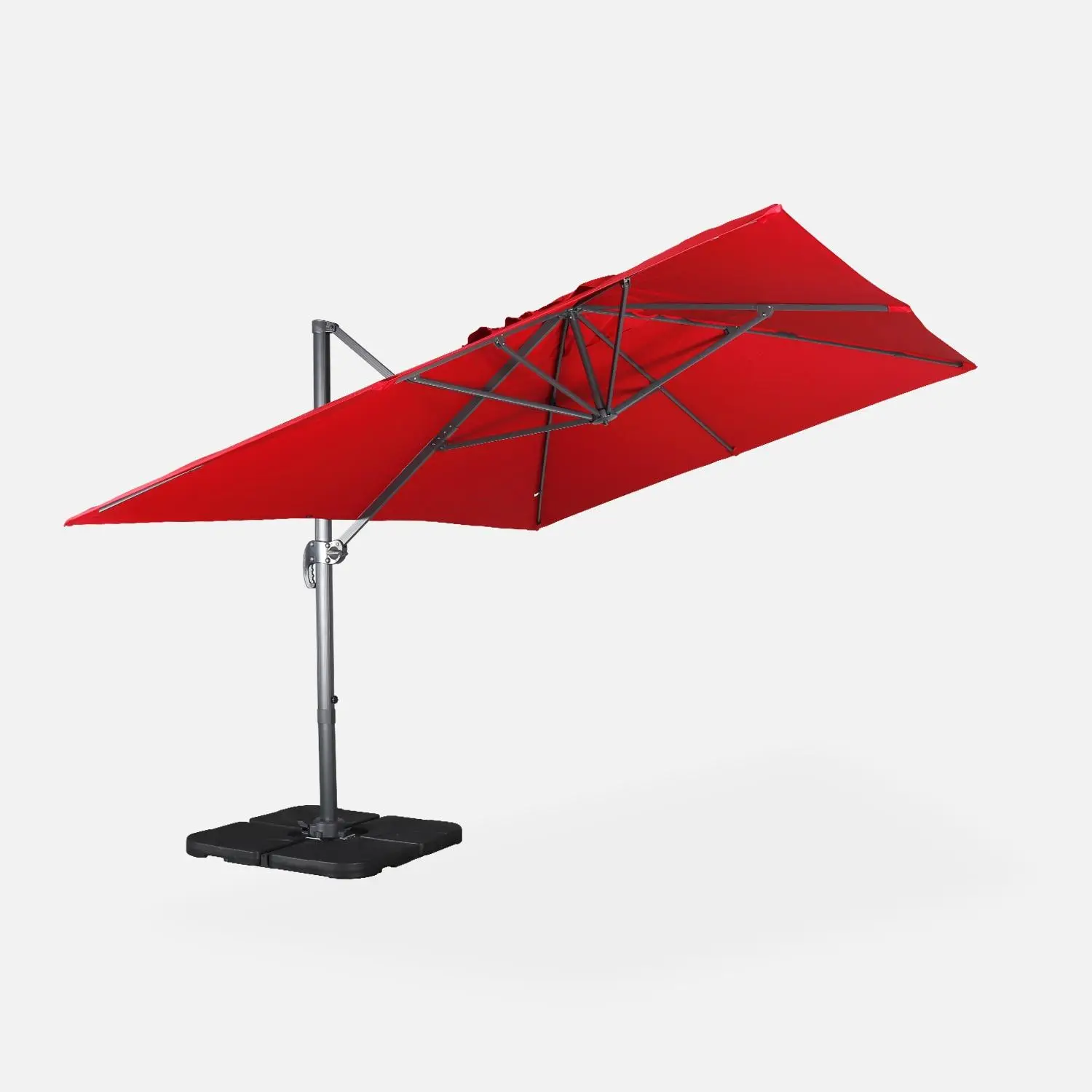 Parasol déporté rectangulaire 3x4m + dalles à lester 50x50cm