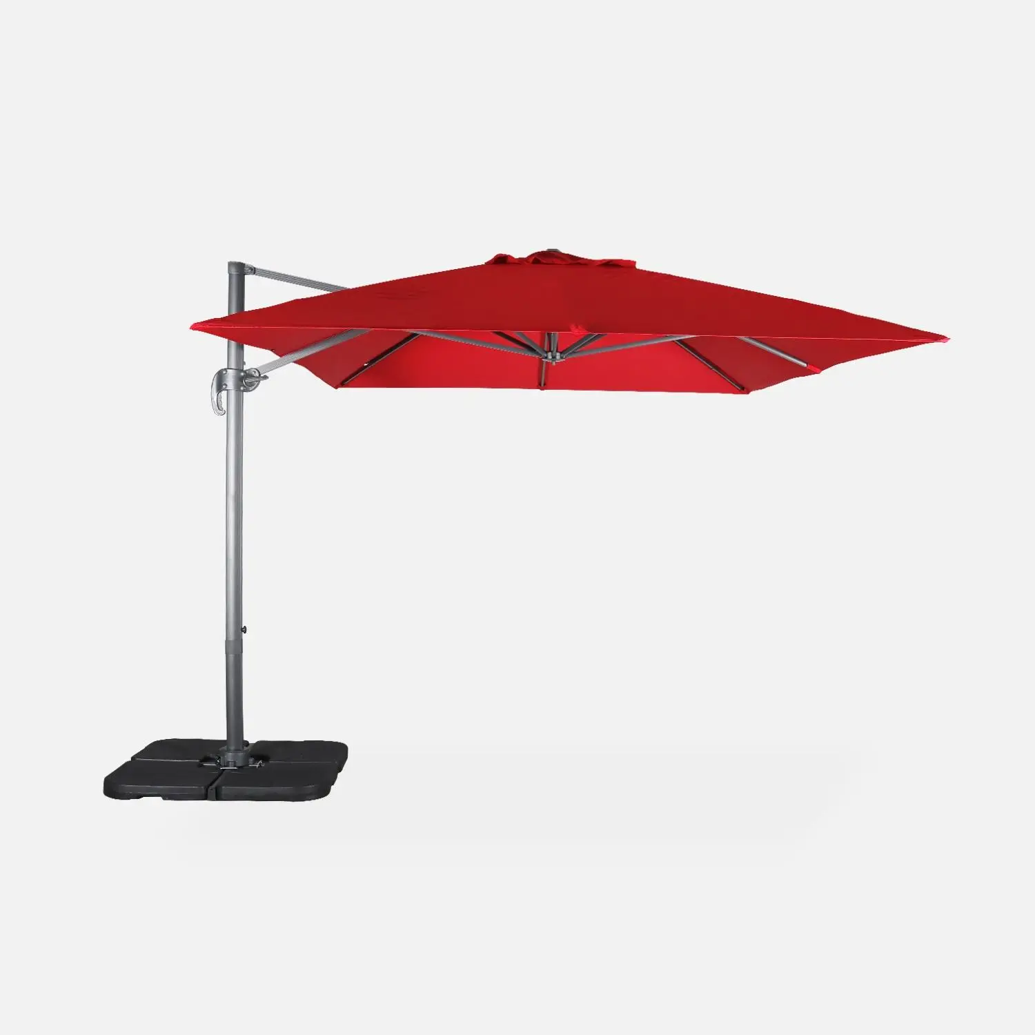 Parasol déporté rectangulaire 3x4m + dalles à lester 50x50cm