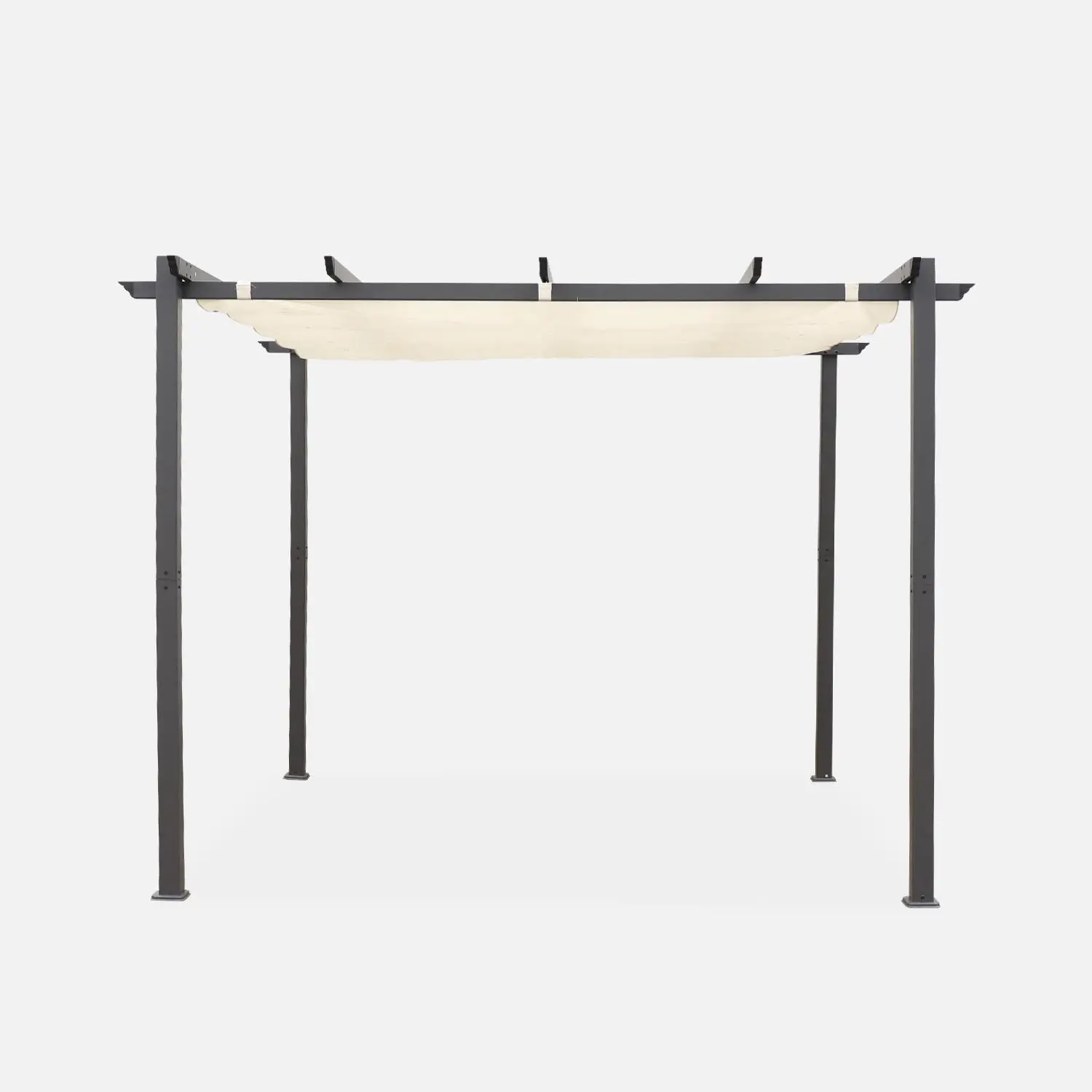 Pergola, aluminium, 3x3m, toile coulissante