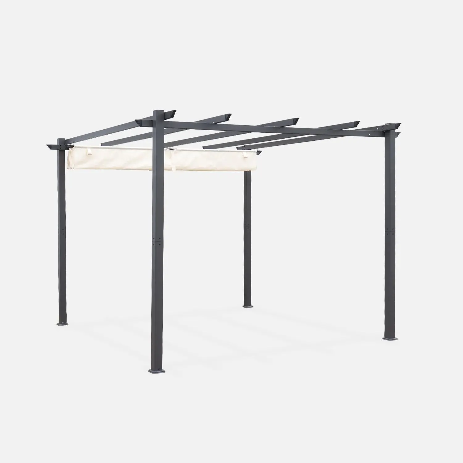 Pergola, aluminium, 3x3m, toile coulissante